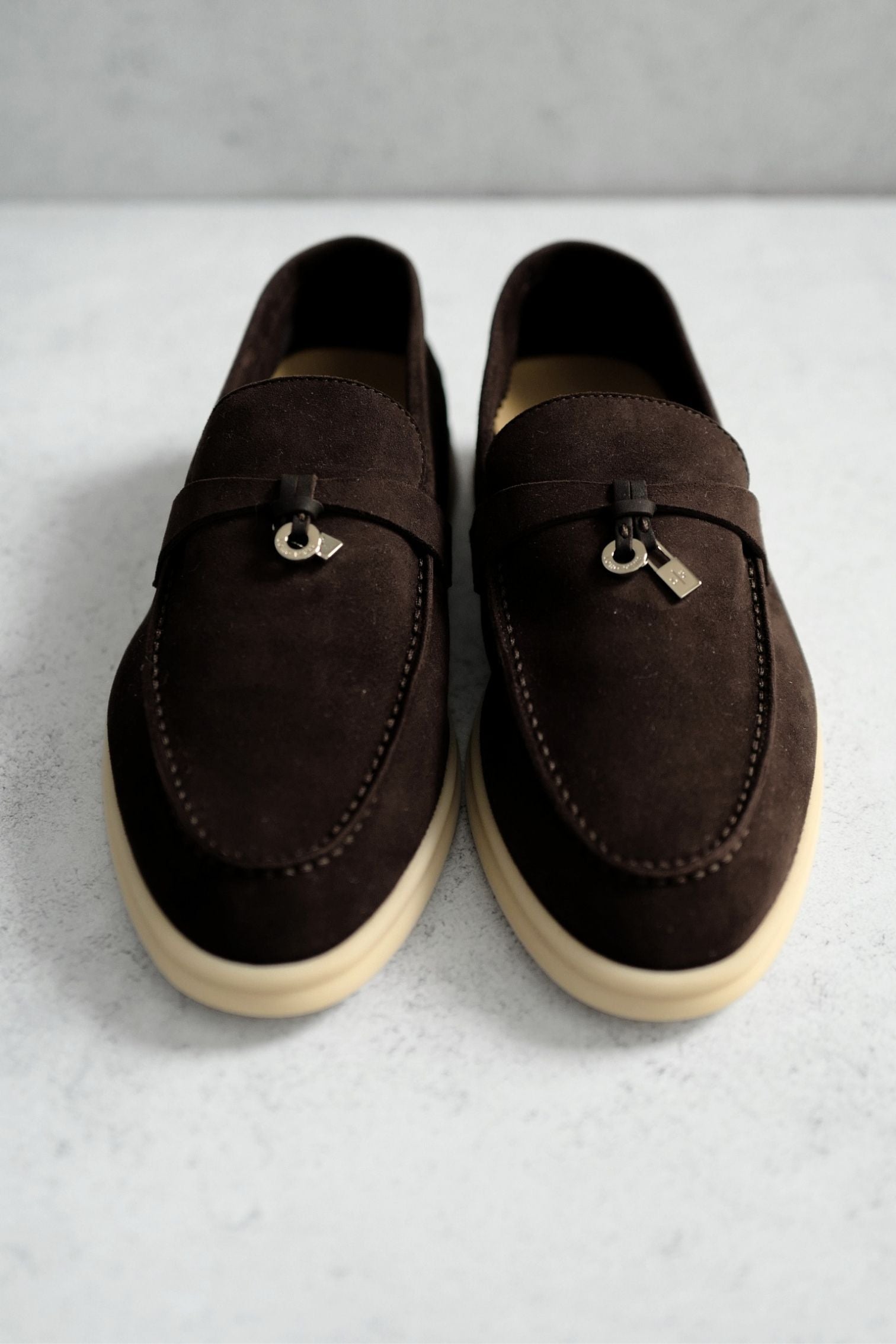 Loro Piana Summer Charms Walk Loafer Chocolate Suede Calfskin Size 37