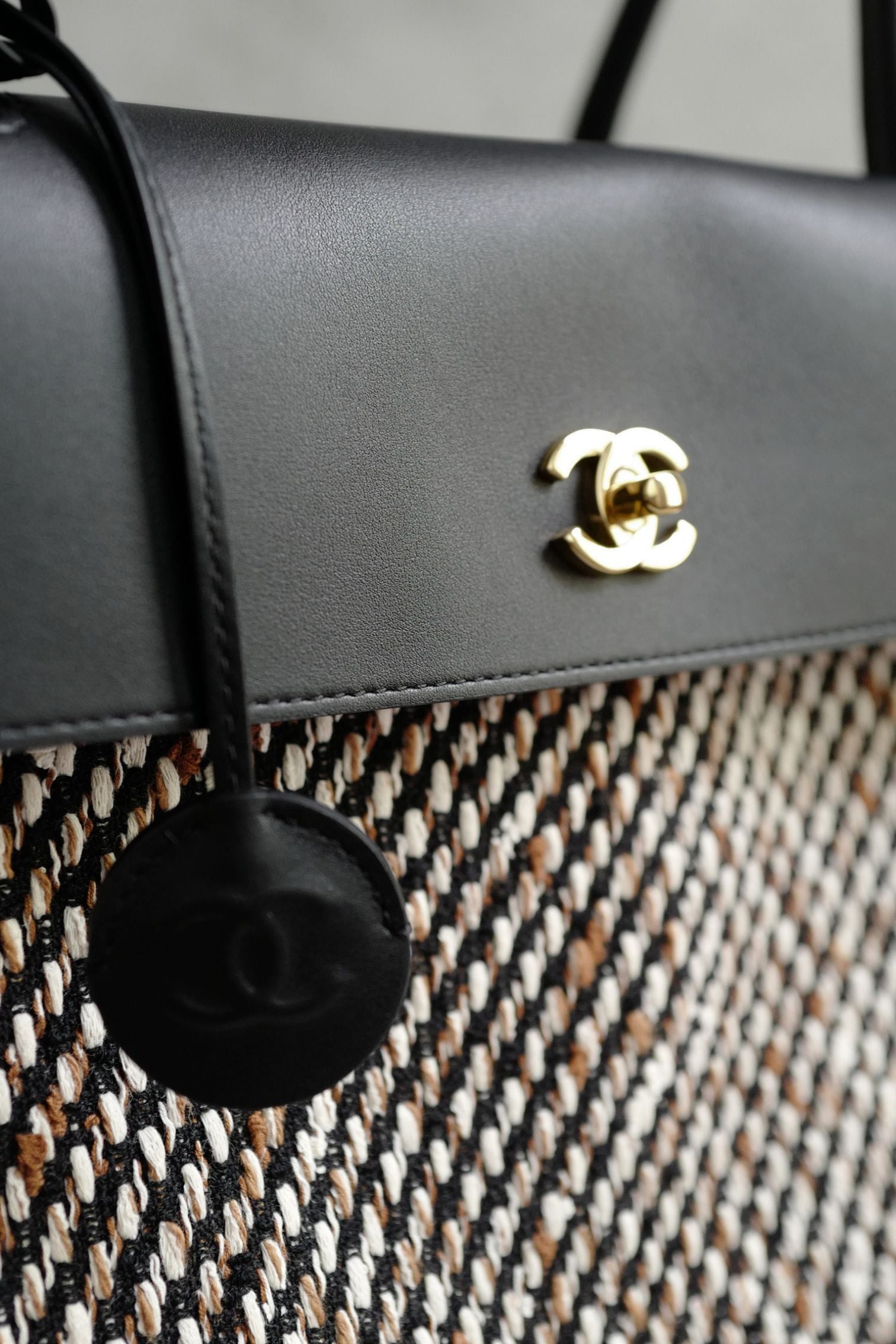 Chanel 26s Large Shopping Bag Black/Ecru Wool Gold Hardware "Matthieu Blazy's"