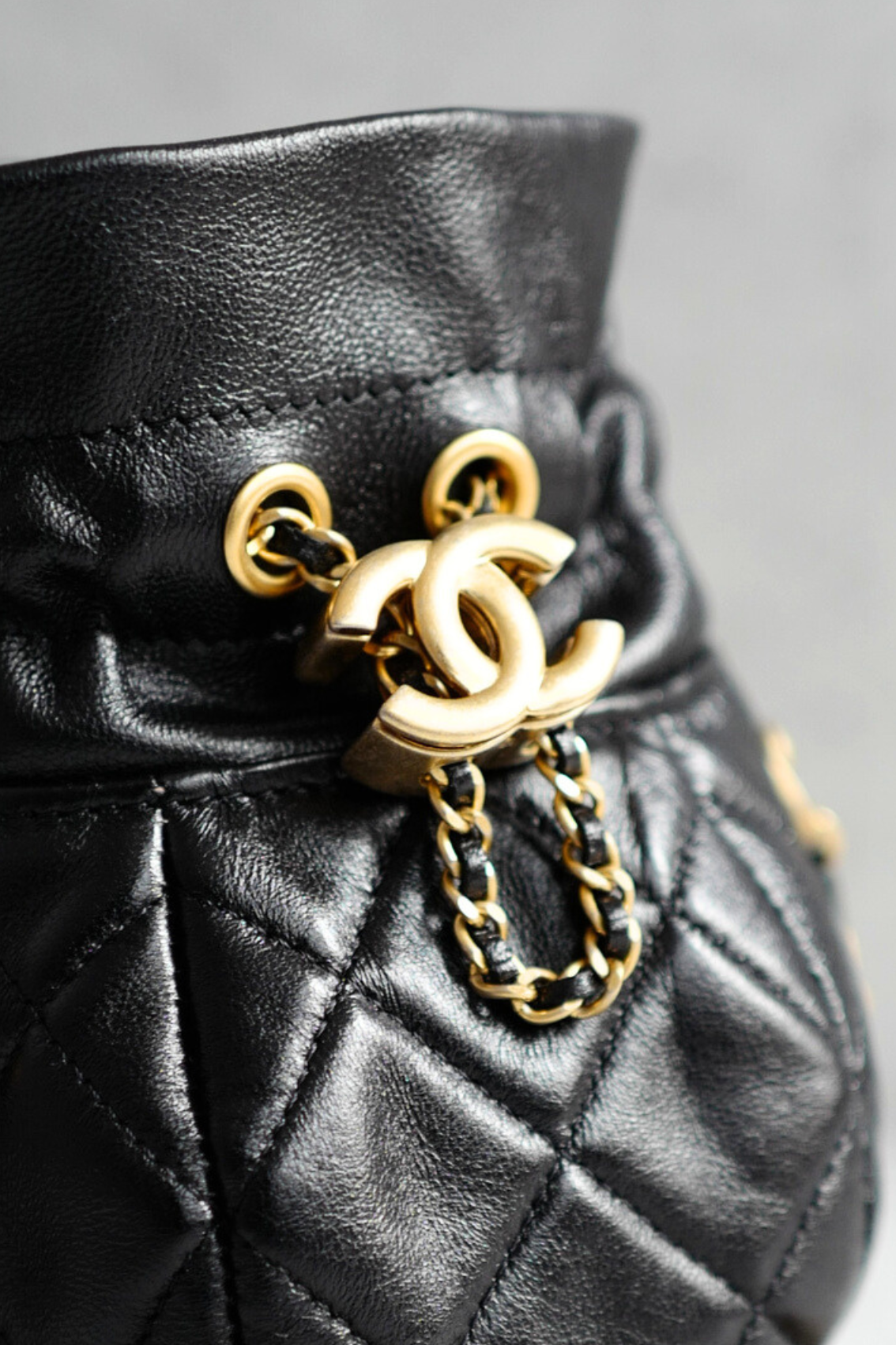 BNIB Chanel 23S Black Shiny Lambskin Clutch with Chain in Gold Hardware