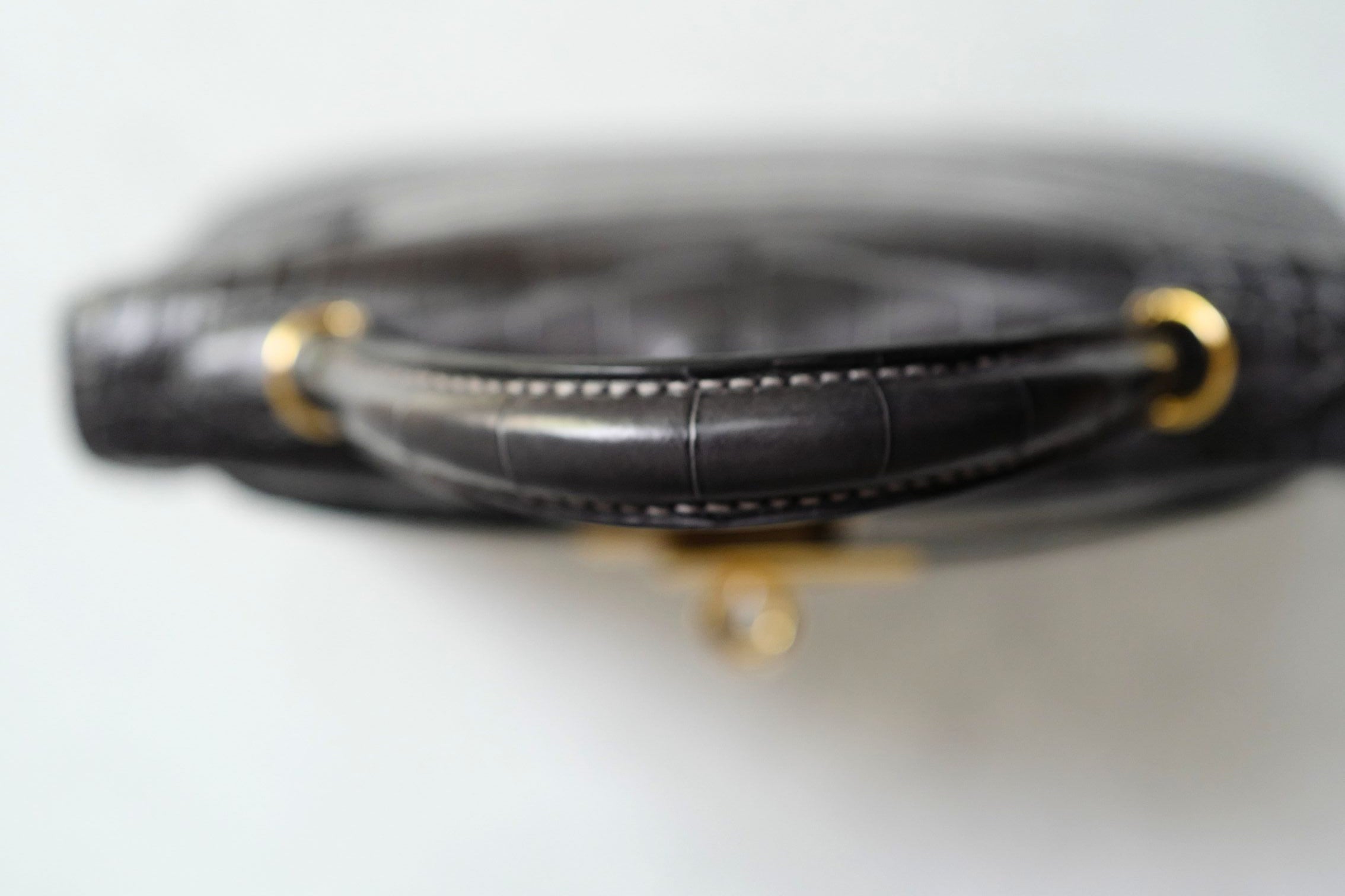 Hermès Mini Kelly Graphite Sellier Alligator Mississippiens K Stamp GHW