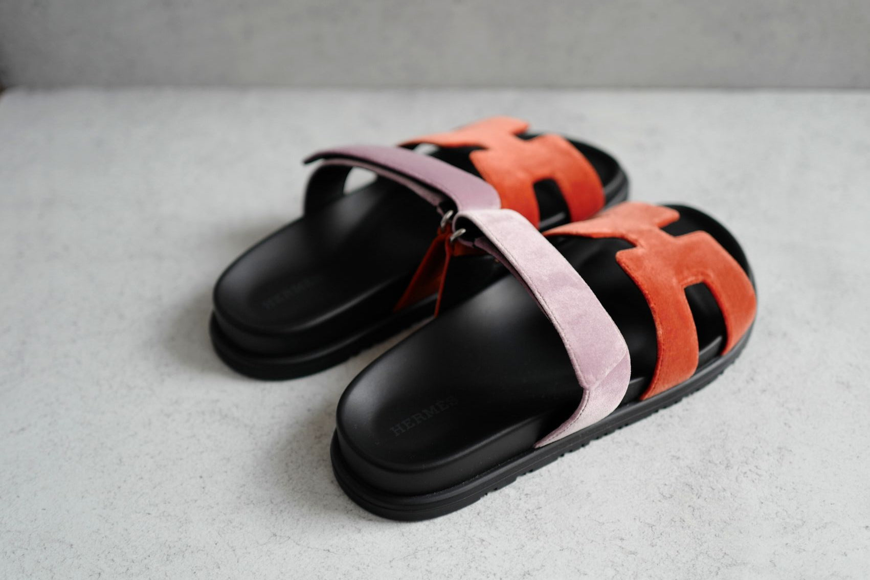 *BNIB* Hermes Women's Chypre Suede Goat Skin Orange Canyon/Bruyere Size 37.5