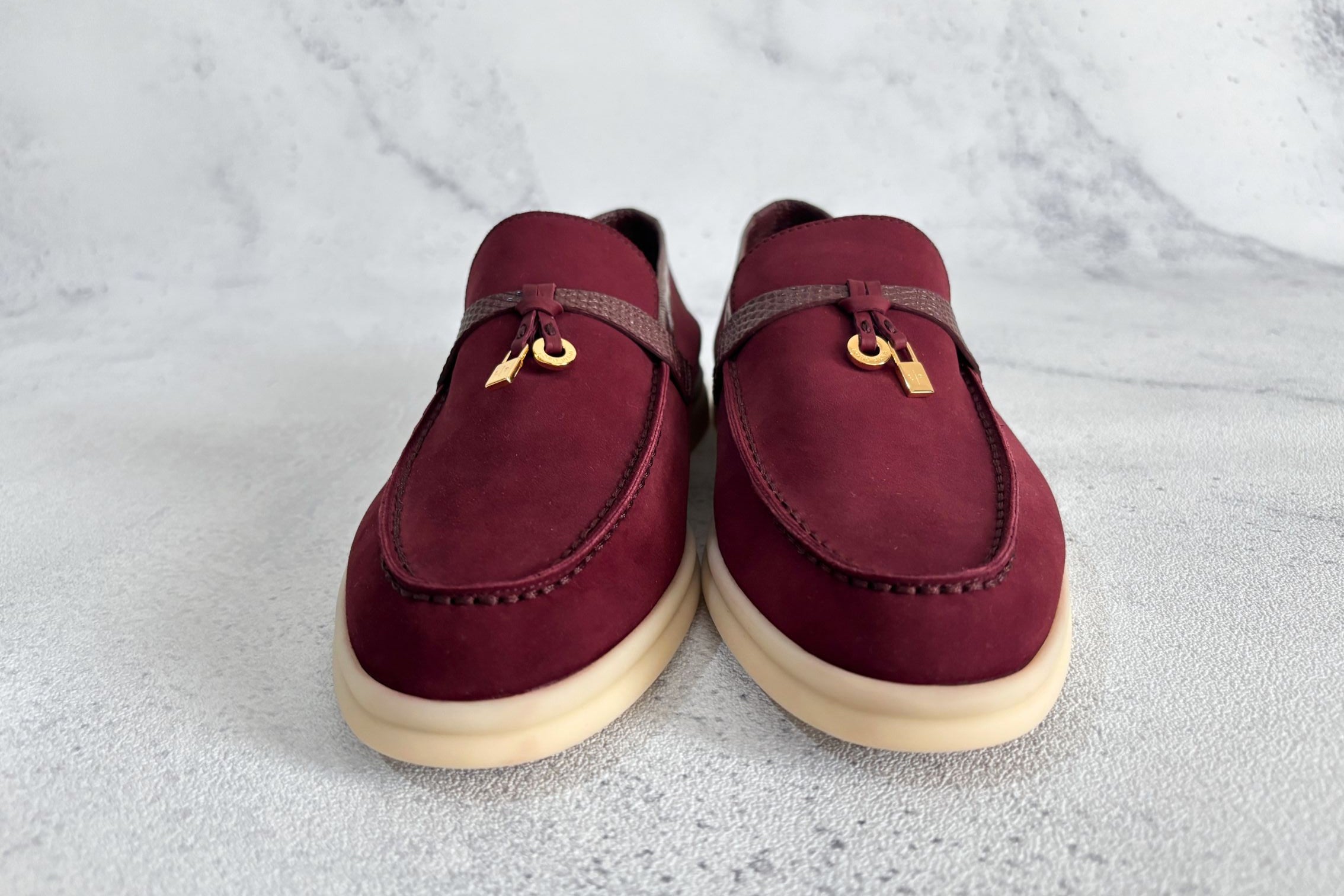 Loro Piana Summer Charms Walk Loafers Azuki Beans Lizard/Suede 37 Limited Ed