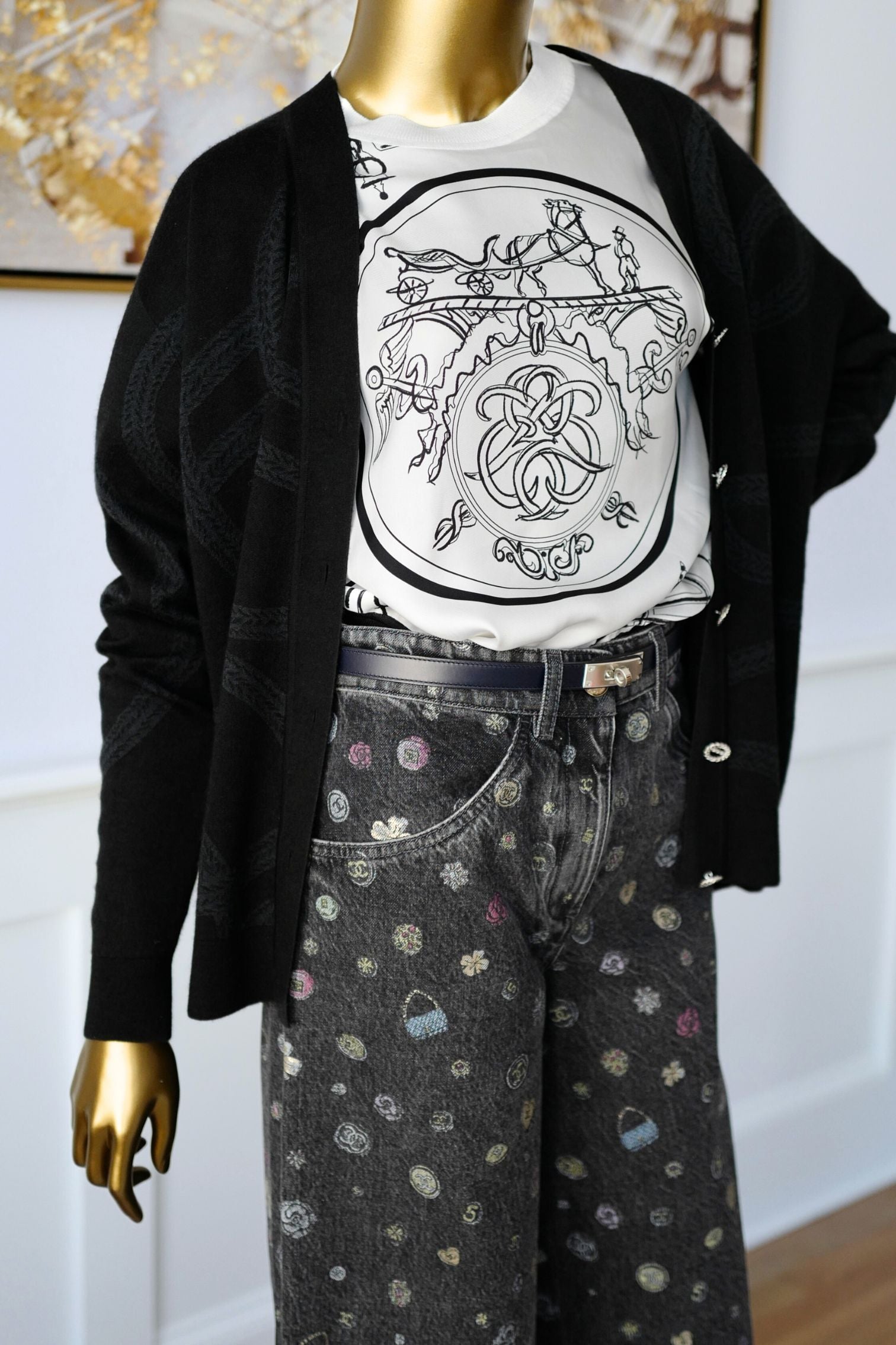 Hermès Palefroi Double Face Knit Cardigan Noir Cashmere Silk Size 36