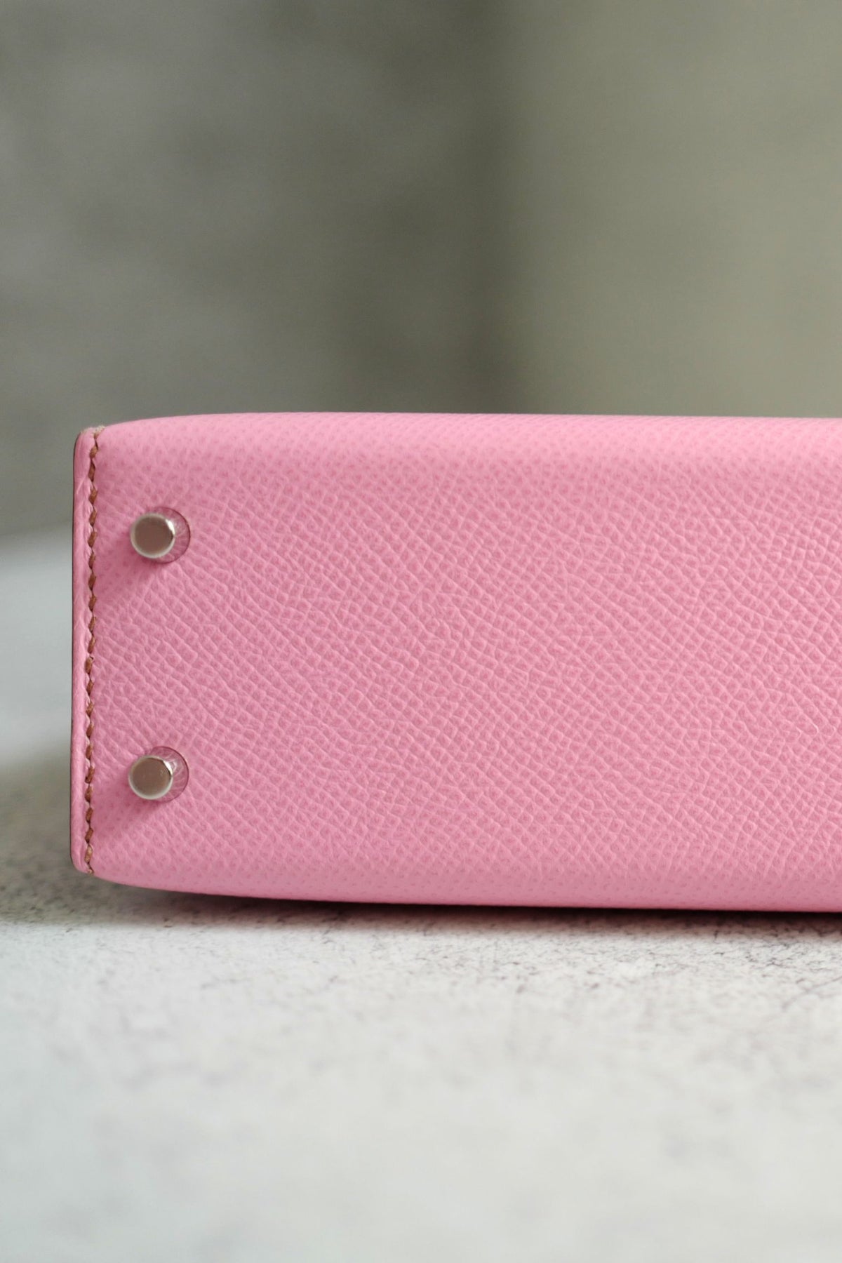 Hermes Mini Kelly 5P Bubblegum Pink Epsom Leather Palladium Hardware