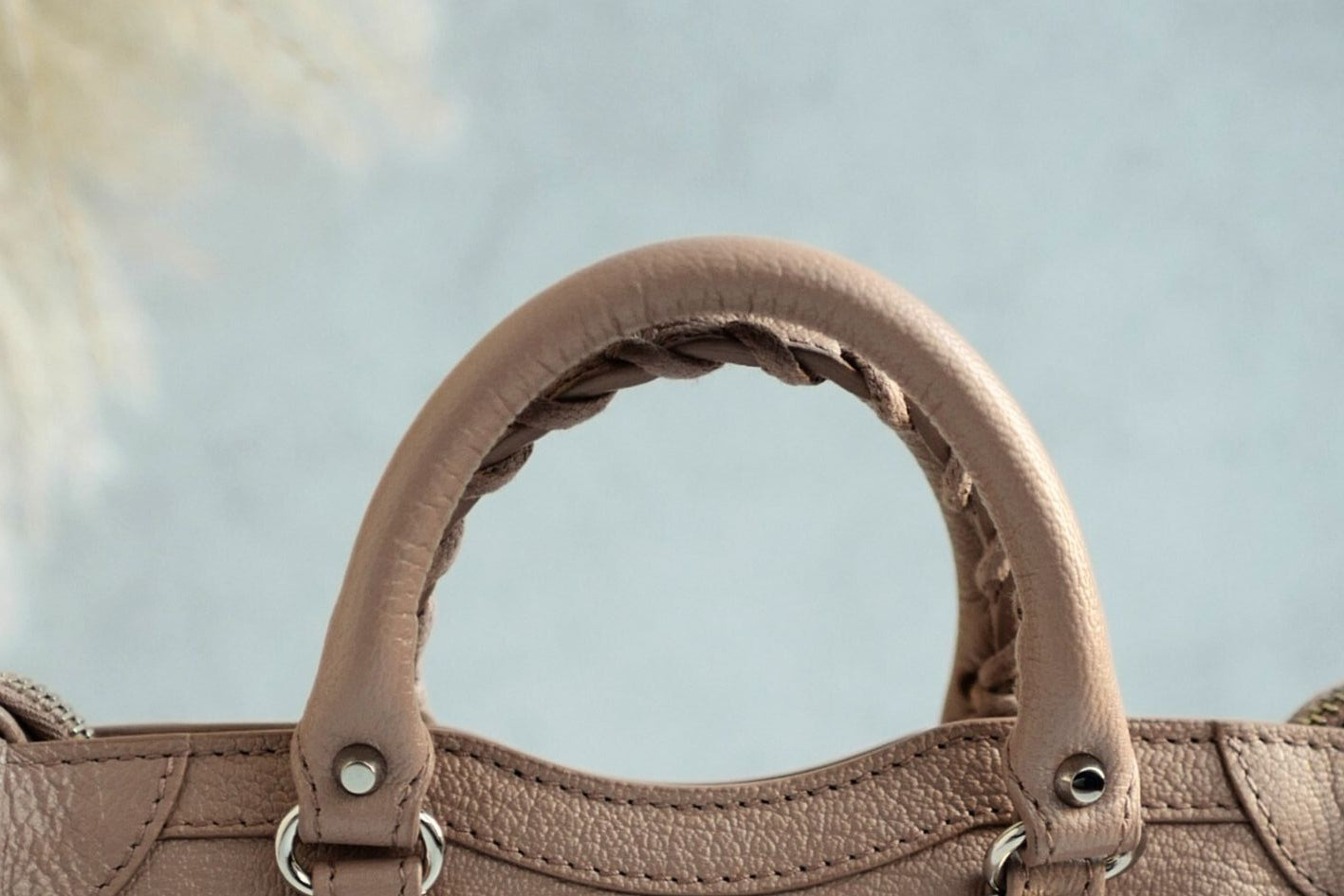 Balenciaga Nano City In Rose Sable Beige Nude Color With Metalic Edge