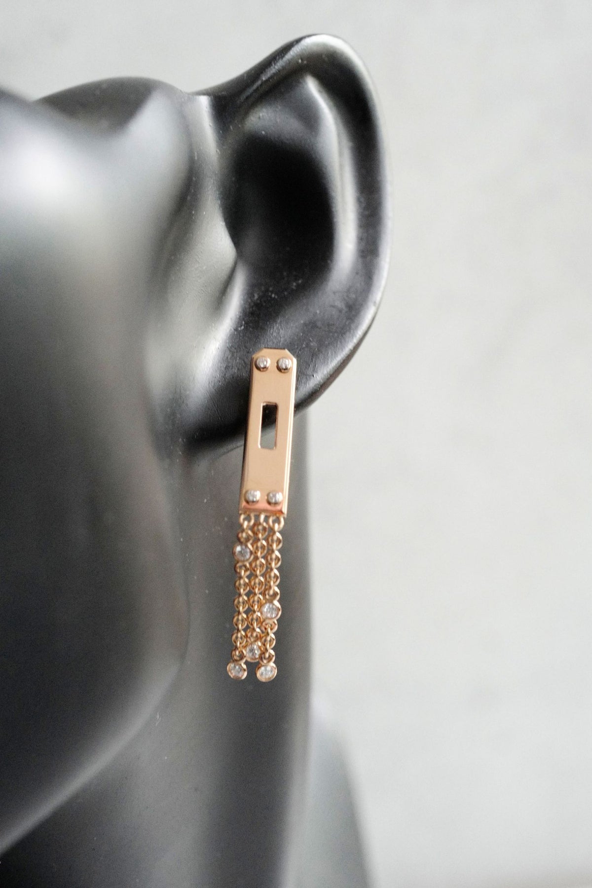 Hermès Kelly Gavroche Earrings Small Model 18K Rose Gold 18 Diamonds