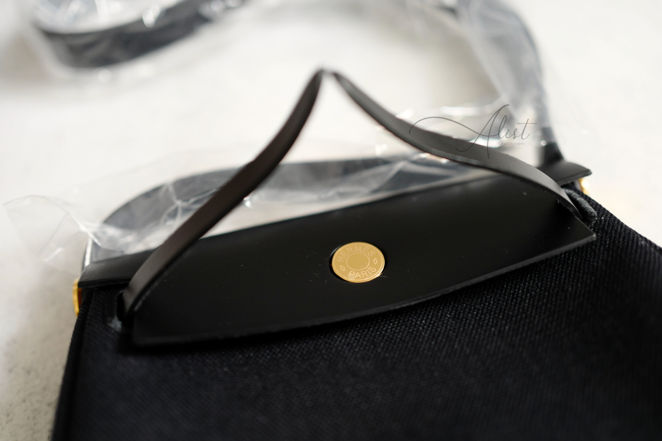 BNIB Hermes Mini Herbag Noir Black / Black With Gold Hardware W New