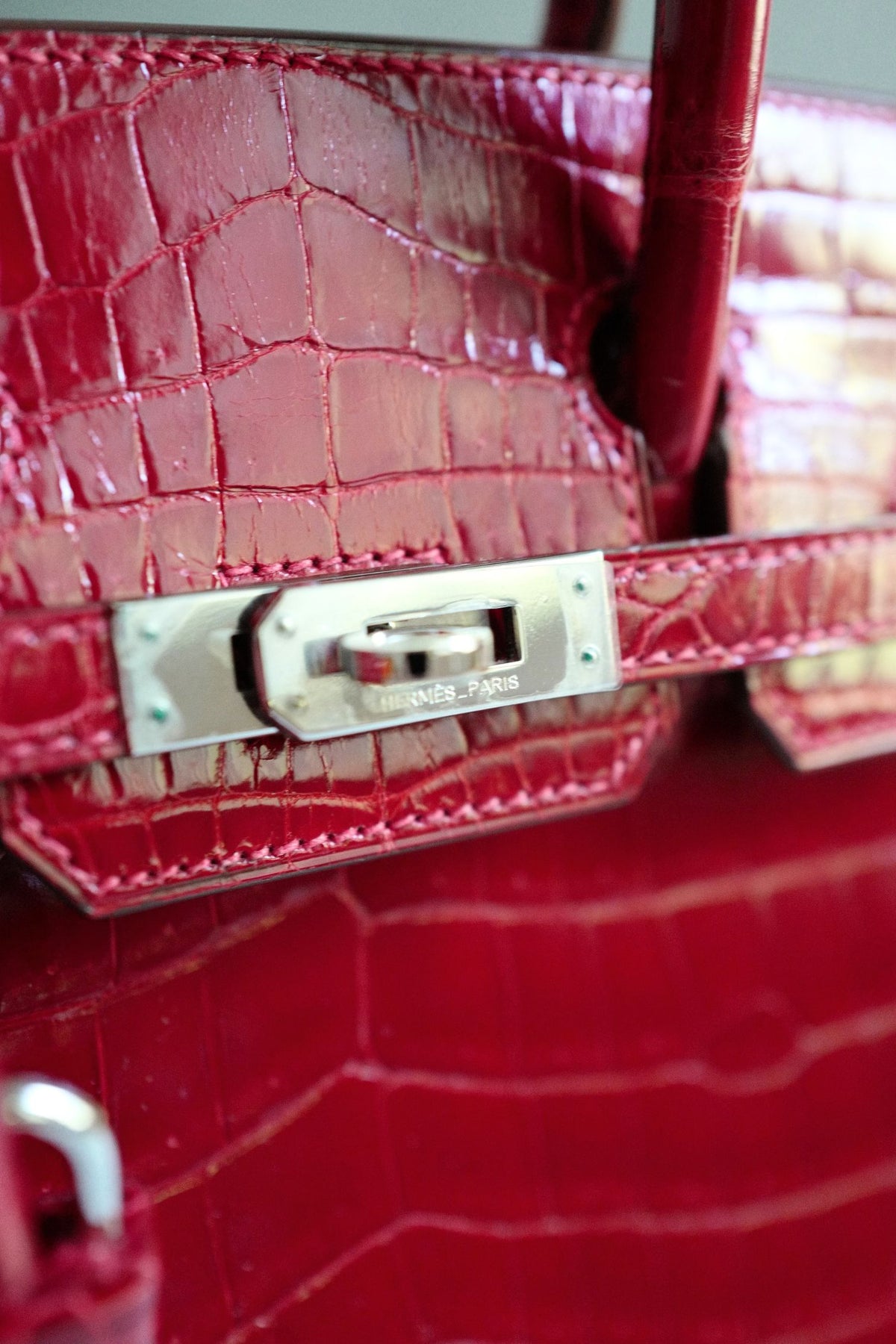 Hermes Birkin 25 Braise Shiny Niloticus Crocodile Palladium Hardware