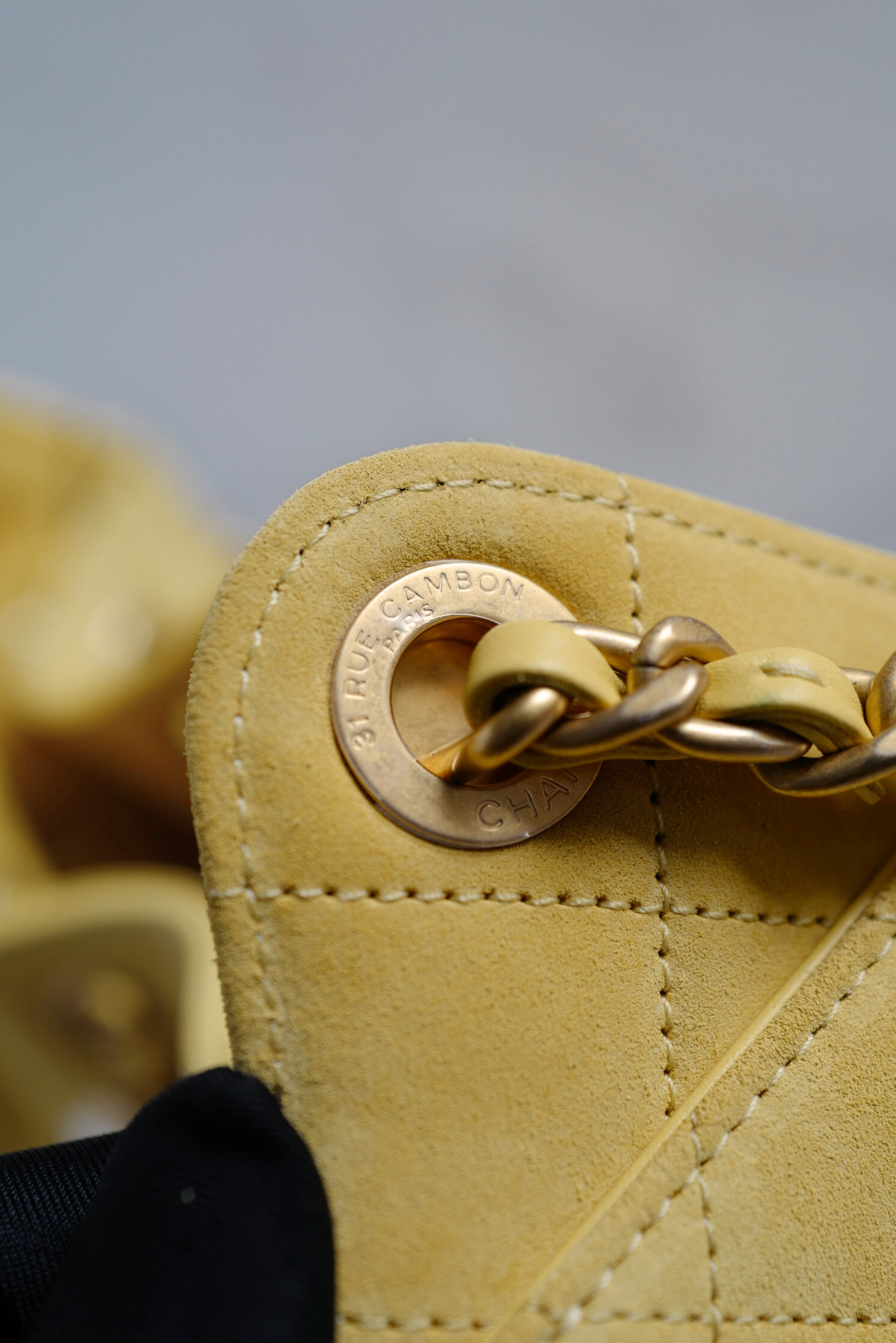 NEW Chanel 26C Mini Hobo Shoulder Bag in Yellow Suede with Gold Hardware