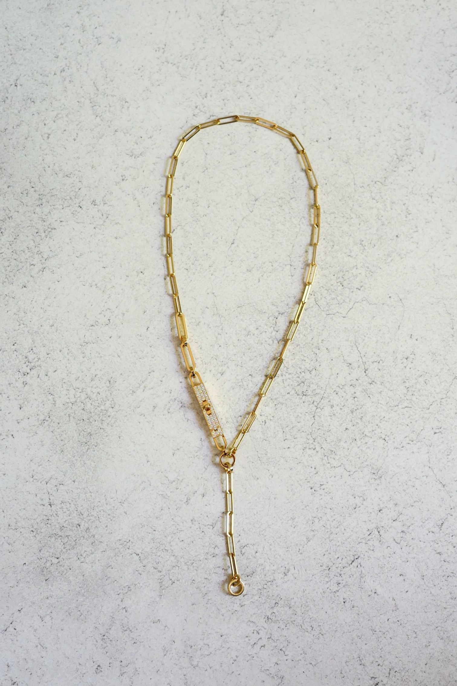 Hermès Kelly Chaine Lariat Necklace 18K Yellow Gold 41 Diamonds Size 40