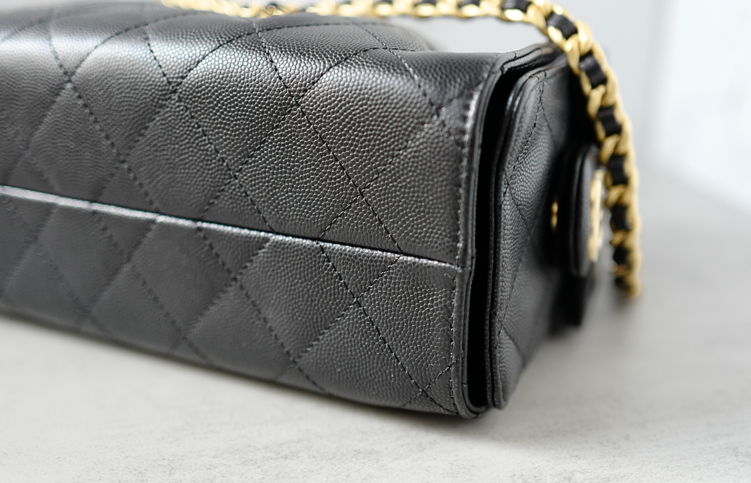 BNIB Chanel 26C Mini Hobo Bag Black Grained Calfskin with Gold Hardware