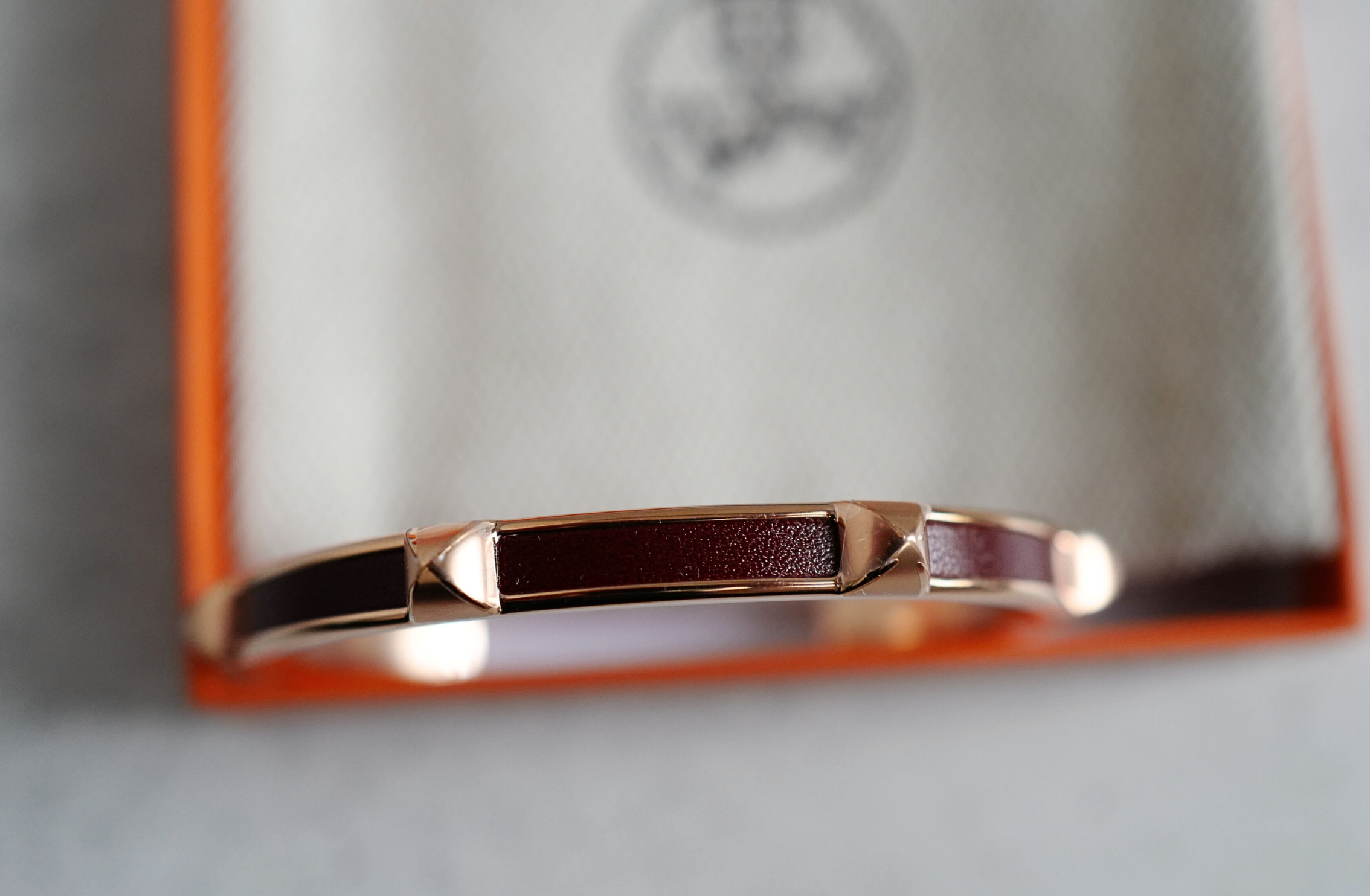 Hermès Athena Bracelet T2 Rouge H Box Calfskin Rose Gold Hardware