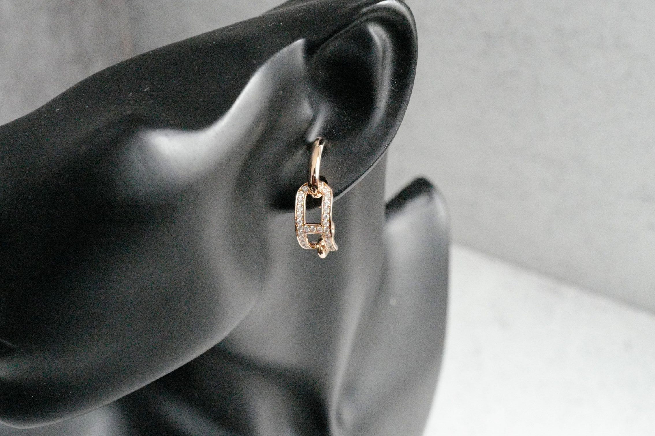 Hermès Adage Earrings 18K Rose Gold 62 Diamond Pavé