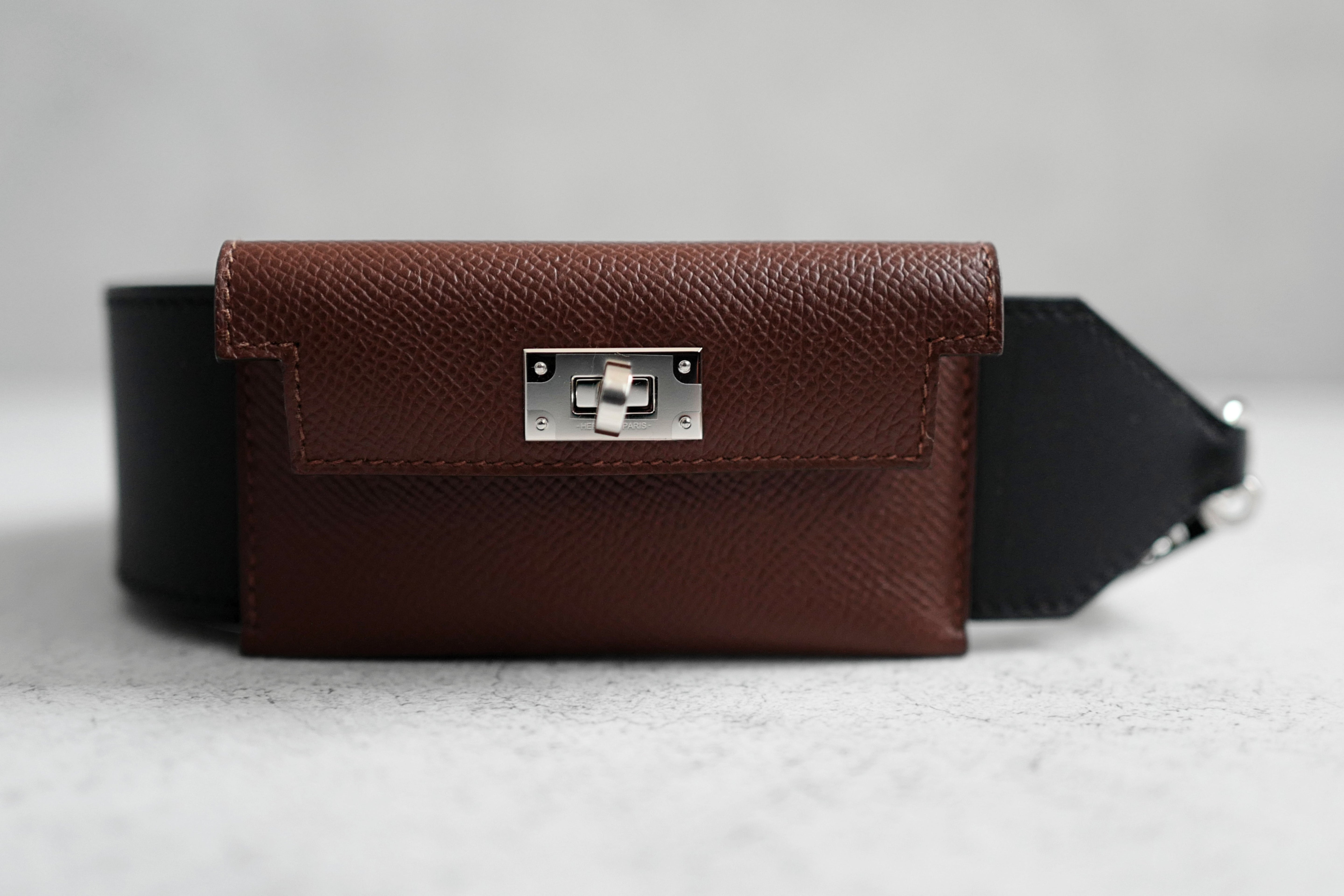 Hermès Kelly Pocket Bag Strap Noir/Terre Swift Epsom Calfskin 105 mm