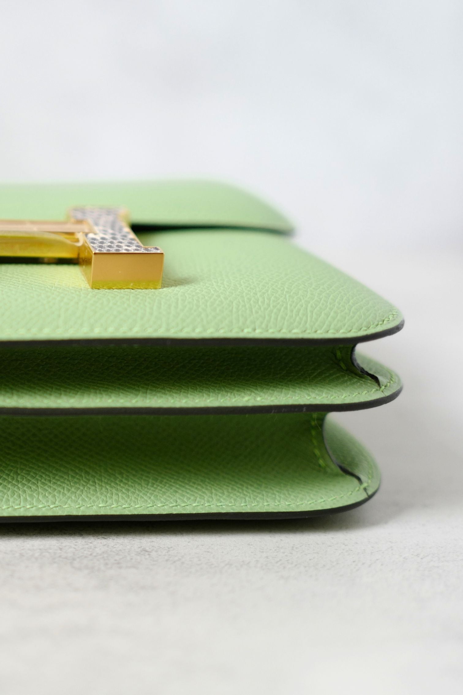 Hermes Constance 18 Vert Criquet Epsom Leather Bag Exotic Buckle GHW
