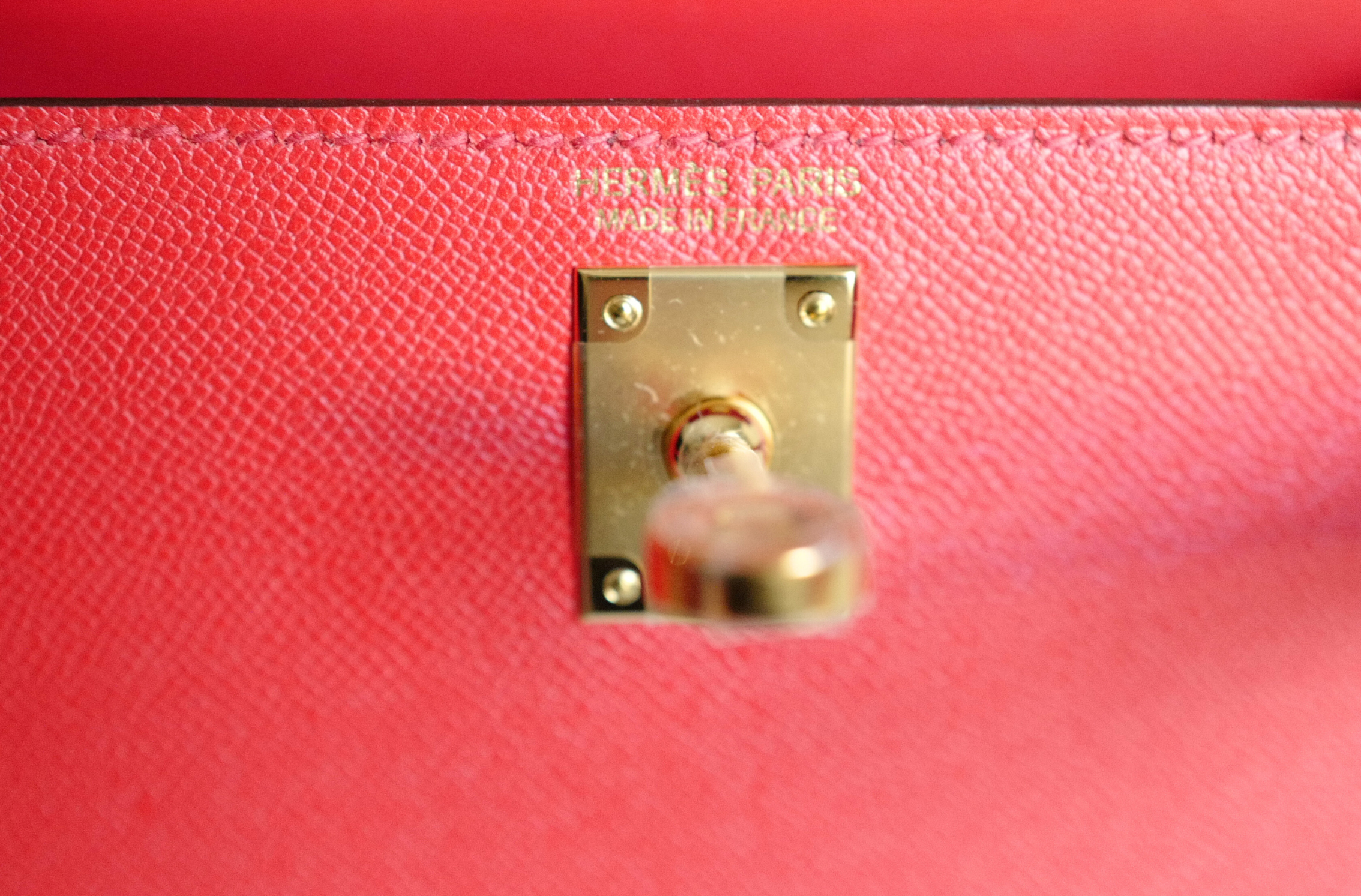 Hermès Mini Kelly Rouge De Coeur Madame Leather Gold Hardware Stamp K