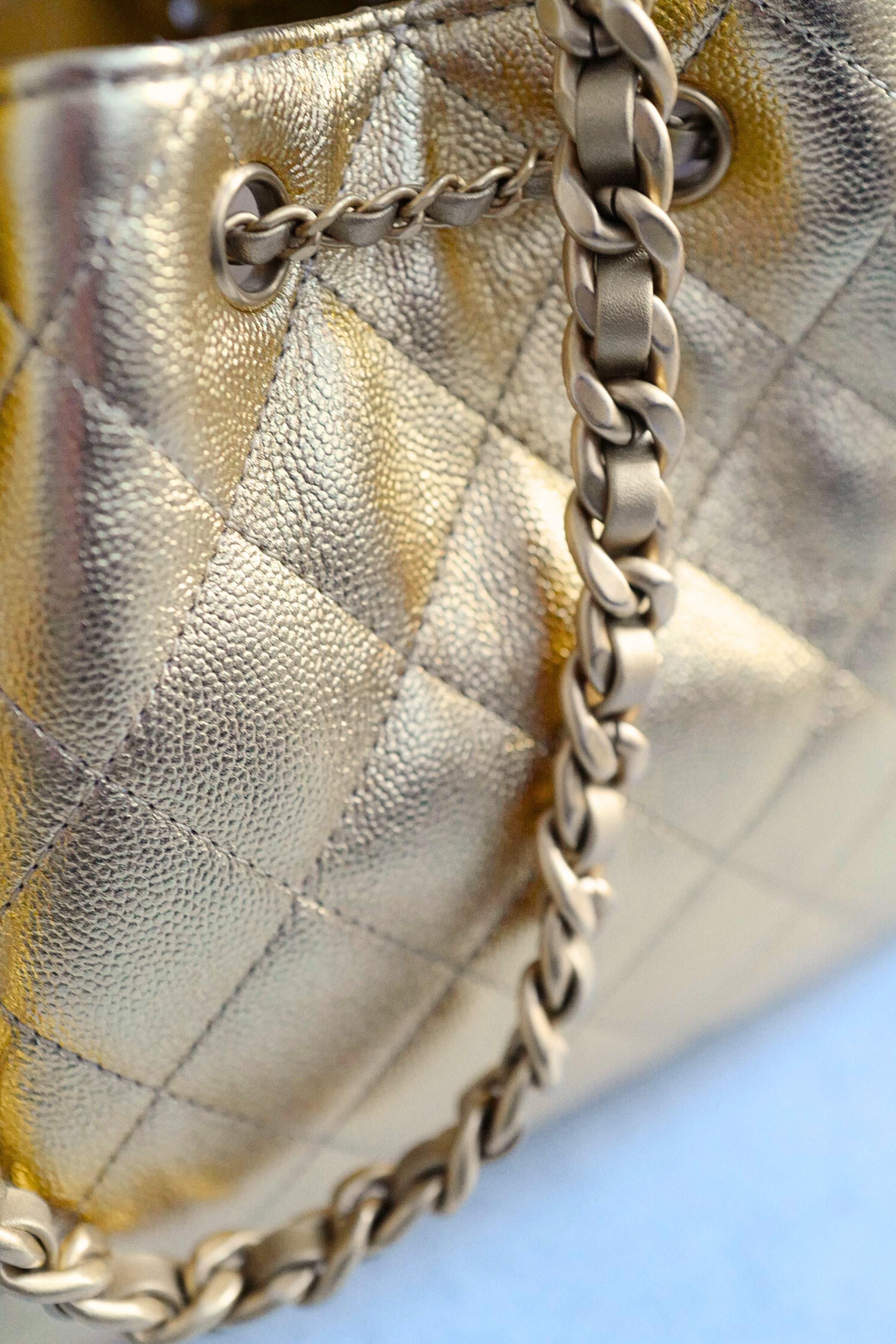 BNIB Chanel 26C Small Hobo Gold Metallic Grained Calfskin with Gold Hardware