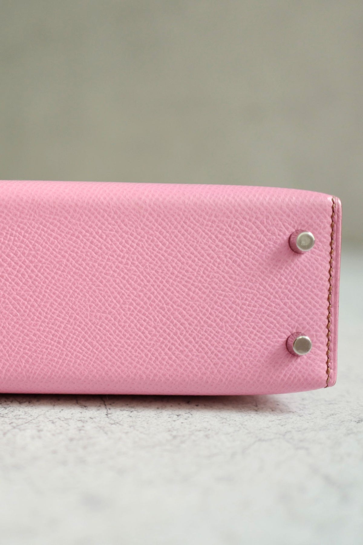 Hermes Mini Kelly 5P Bubblegum Pink Epsom Leather Palladium Hardware