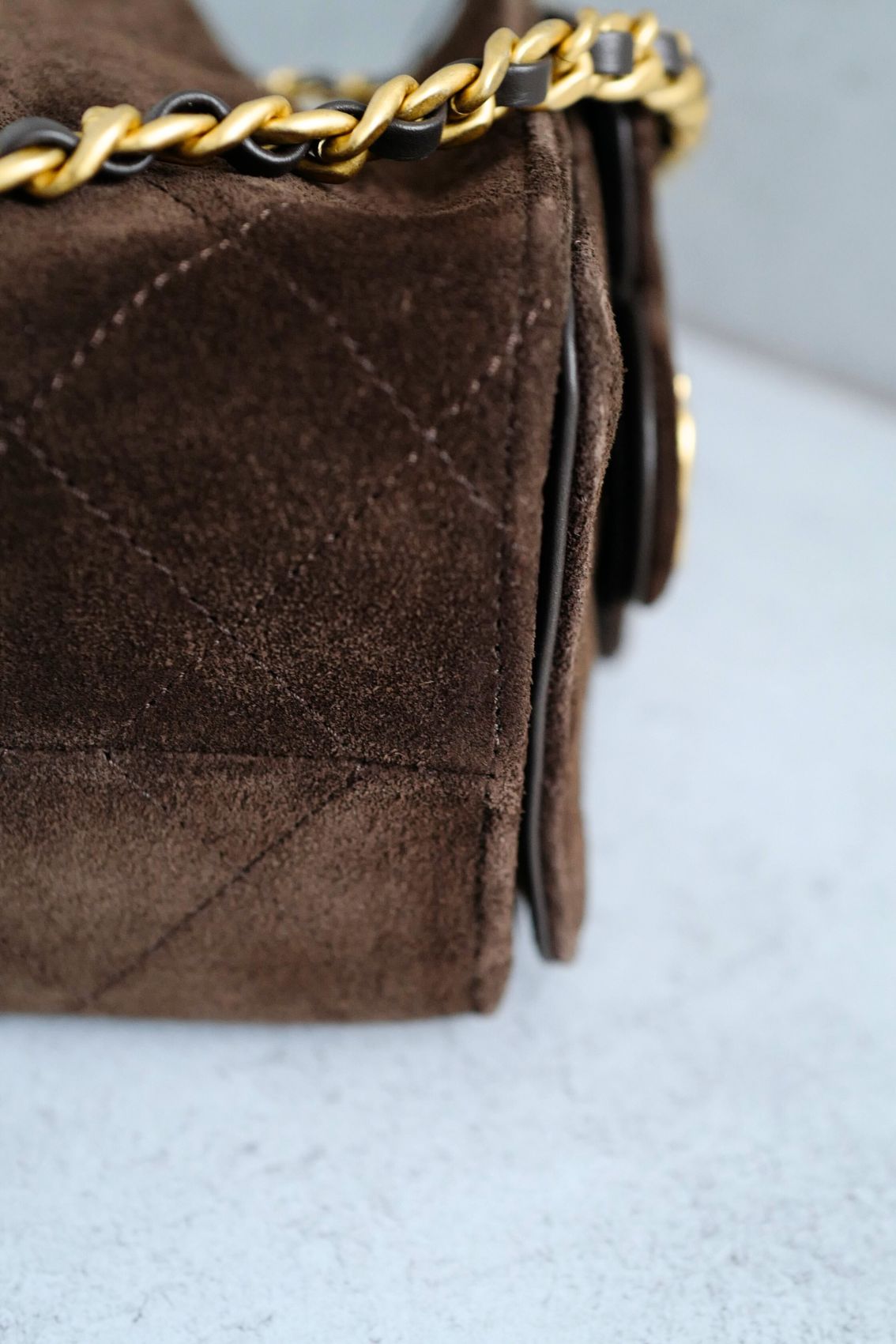 NEW Chanel 26C Mini Hobo Dark Brown Suede Gold Hardware