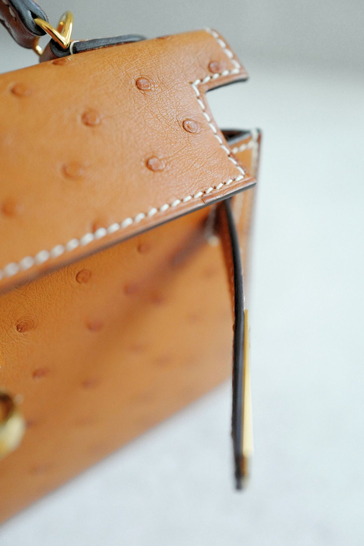 BNIB Hermes Mini Kelly HSS Cognac Ostrich with Craie Stitching GHW G Stamp 2026