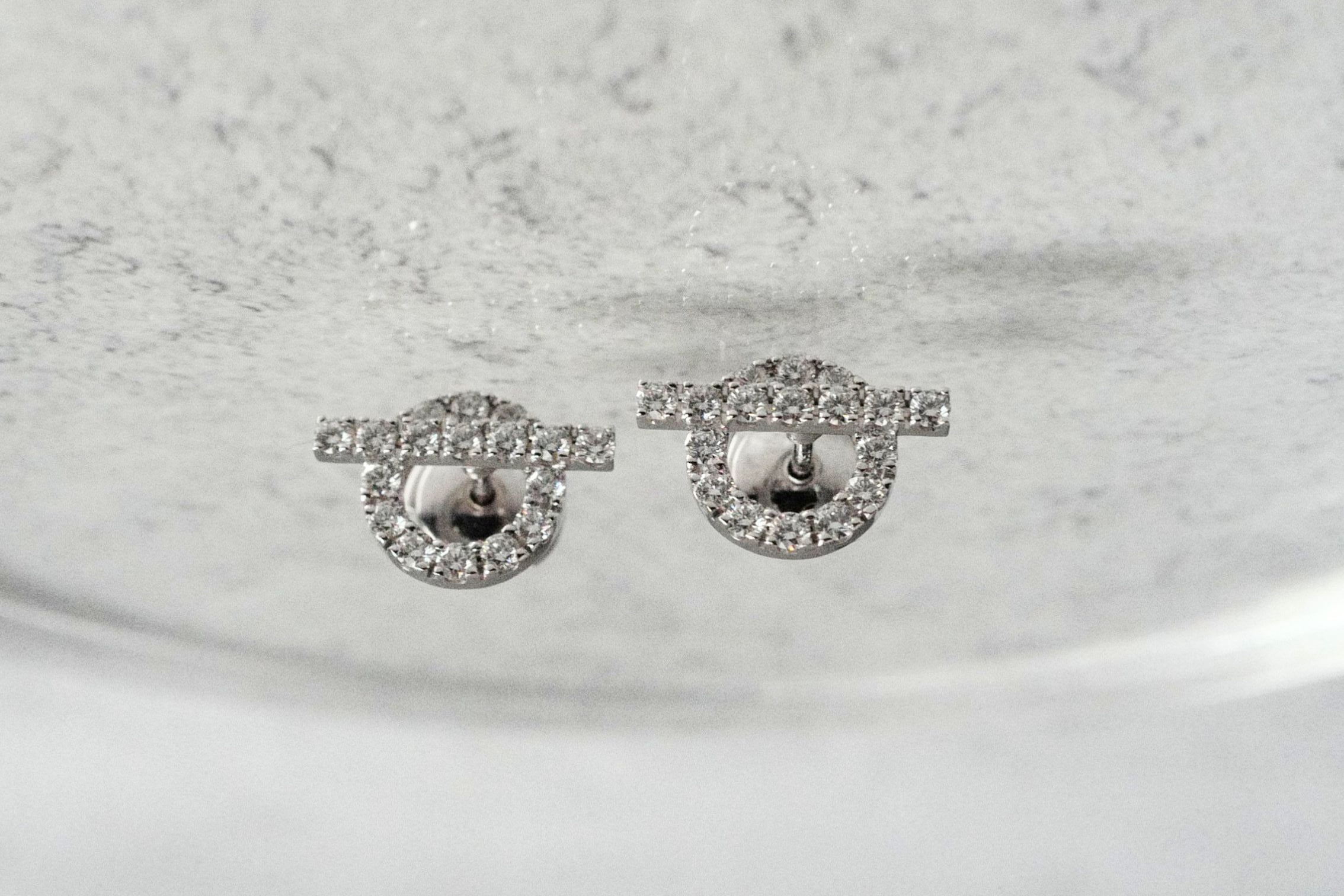 Hermès Finesse Earrings 18K White Gold 34 Diamonds