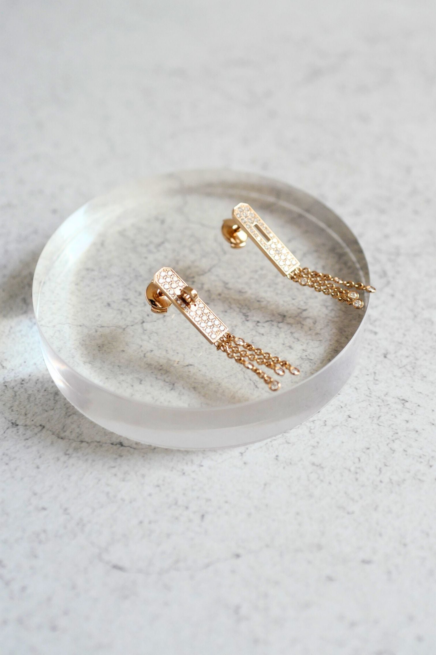 Hermès Kelly Gavroche Earrings 18K Rose Gold Diamond Small Model
