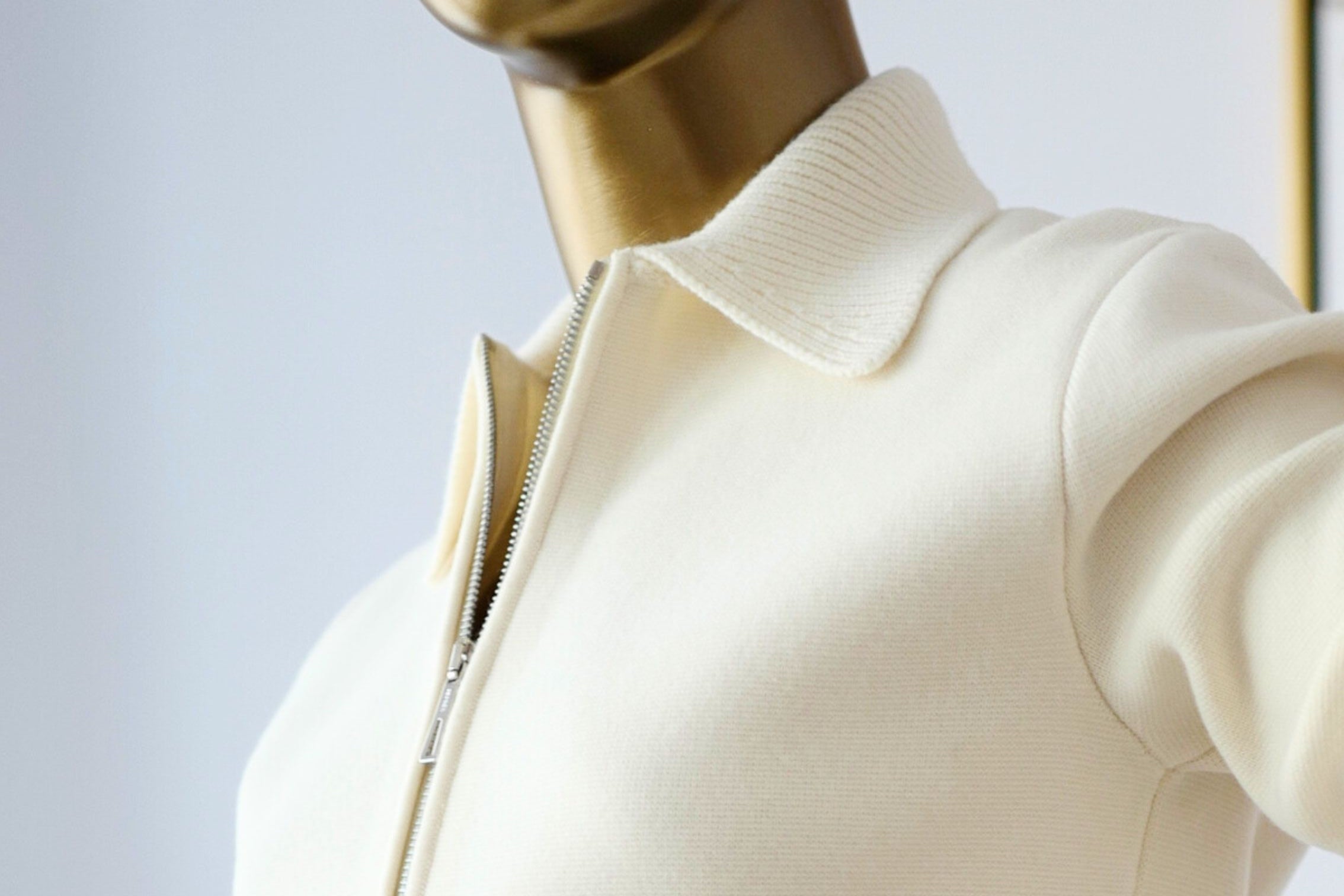 Hermès Woman Outdoor Jacket with Pockets Blanc Naturel Compact Knit Size 34