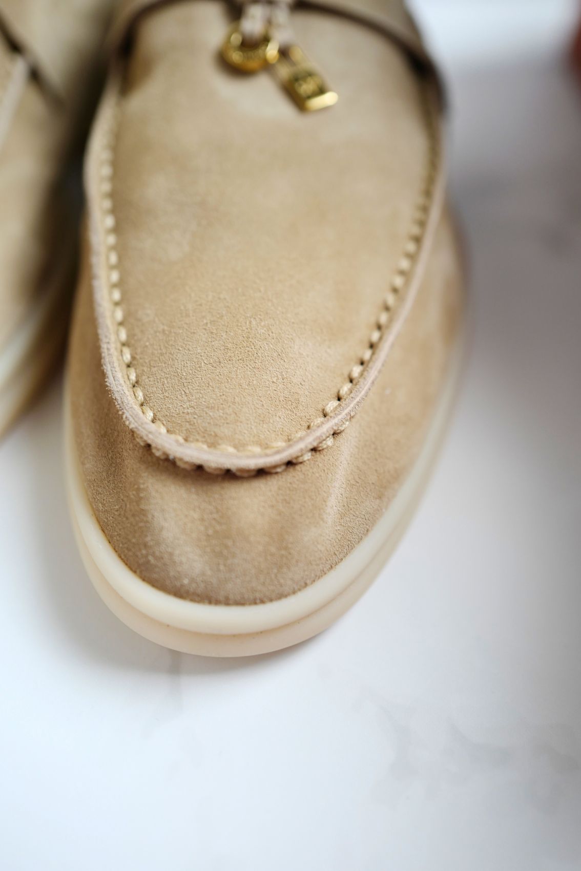 Loro Piana Summer Charms Walk Loafer Sandstone Suede Leather Size 40