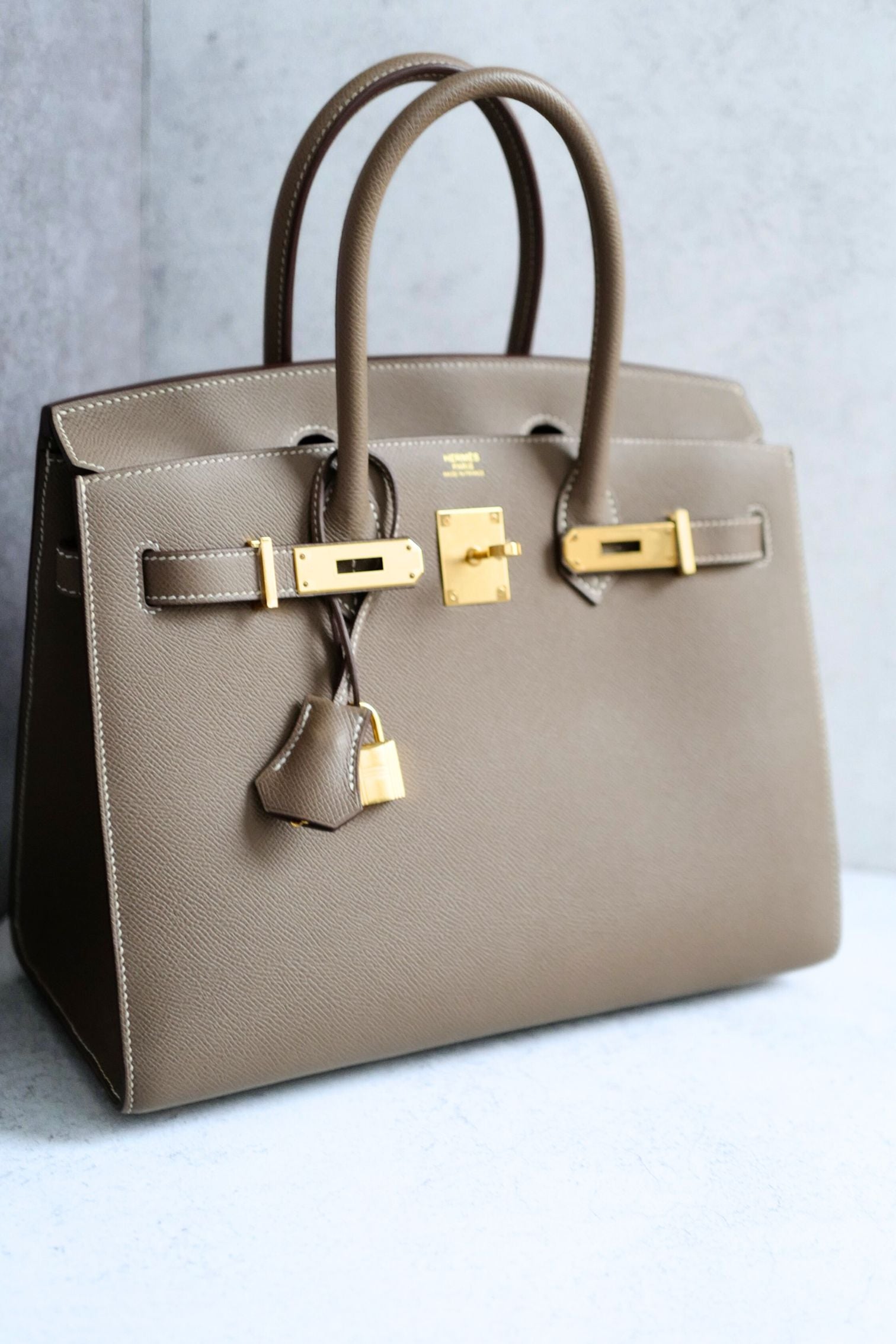 Hermès Birkin 30 Etoupe Epsom Leather Sellier with Gold HW Stamp Z