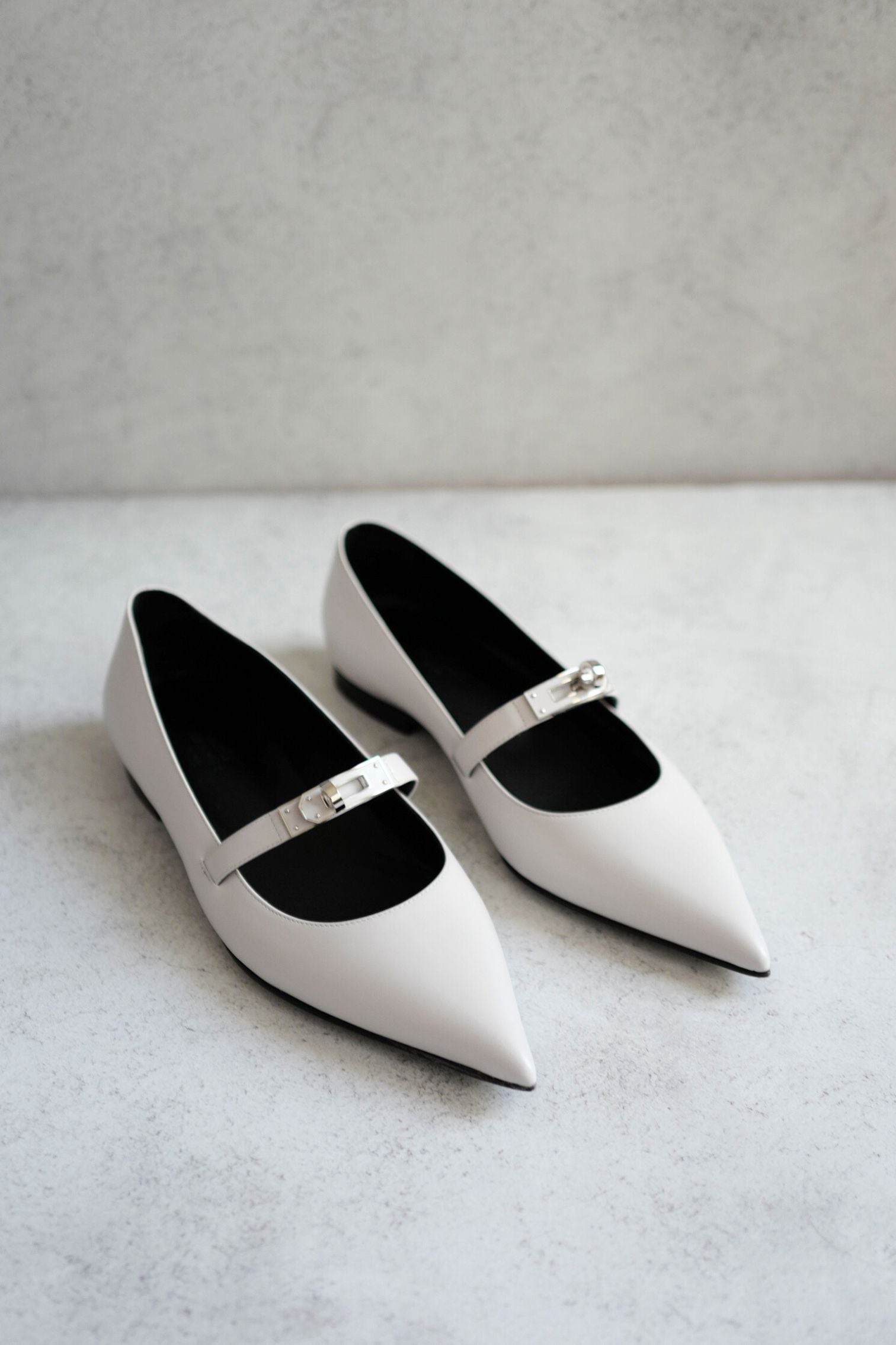 Hermès Kelly Ballet Flats Gris Clair Calfskin Leather Size 38