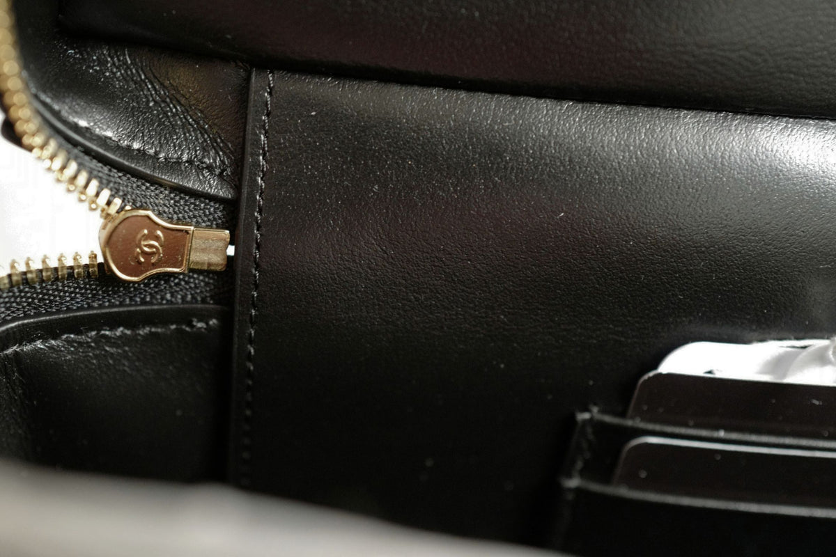 Chanel 26K Matthieu Blazy's Vanity with Chain Croc Embossed Black Calfskin Leather GHW