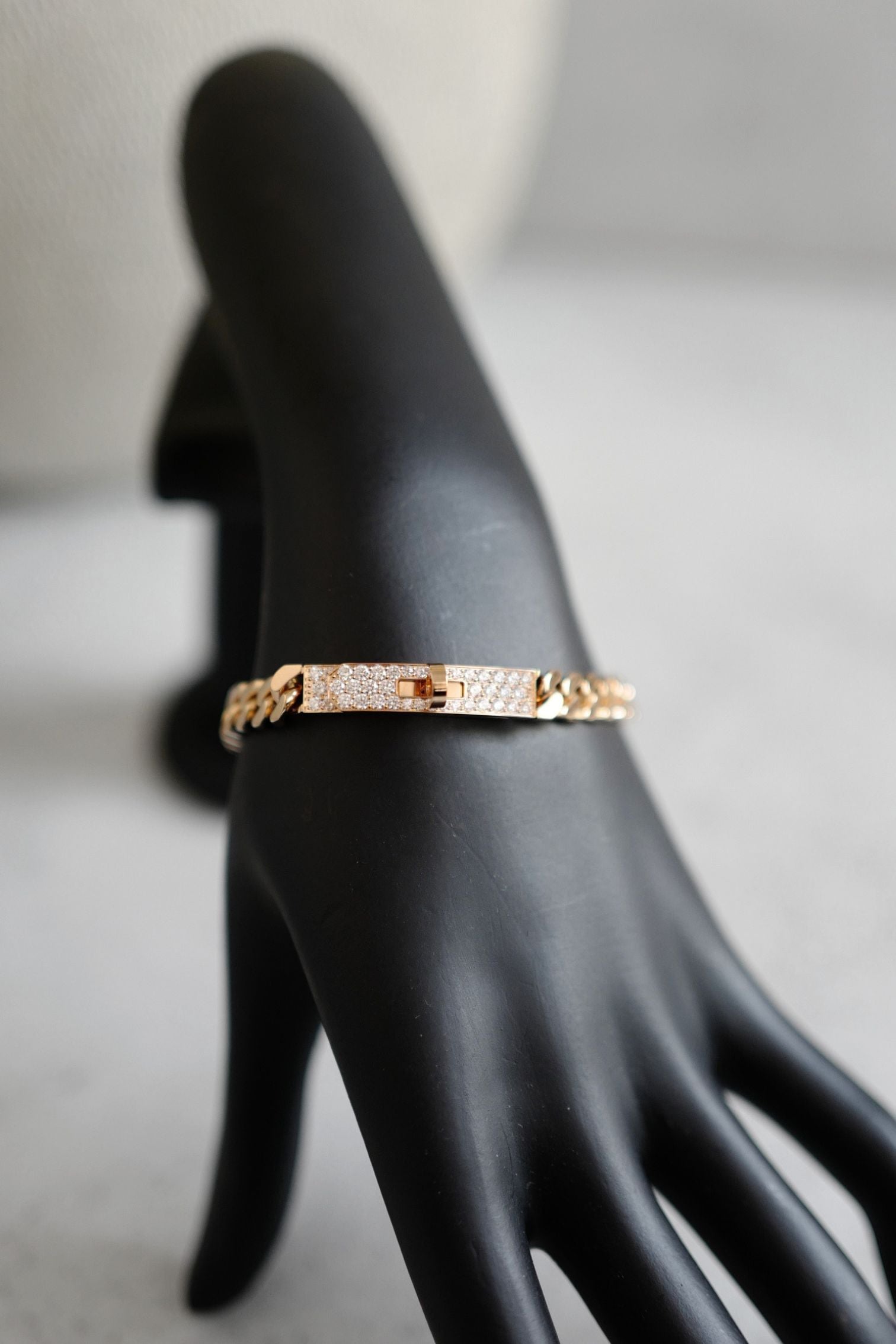 NEW Hermes Kelly Gourmette Bracelet Rose Gold 750 Diamond 0.90ct ST
