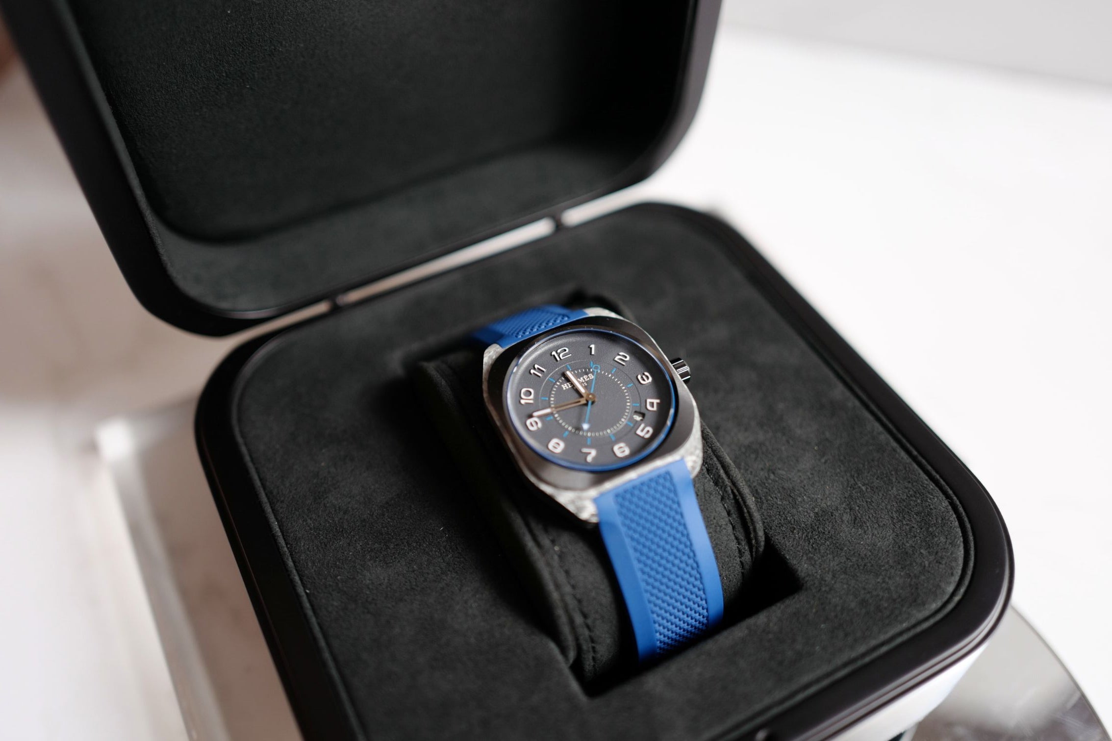 Hermès H08 Titanium Blue Edition Blue Rubber Strap 42 mm