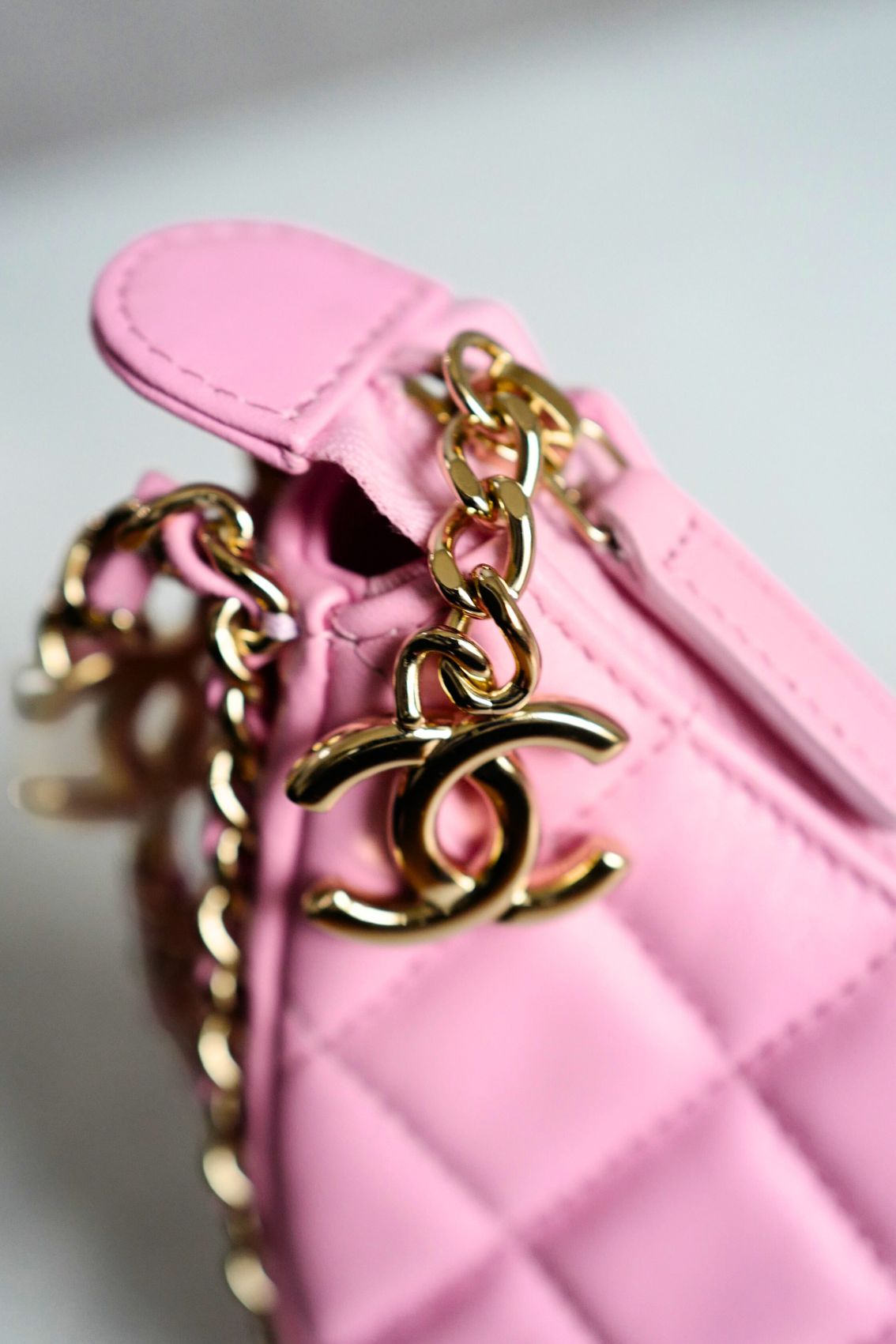 Chanel 23P Small Half Moon Hobo Bag In Lilac Pink With Gold Hardware