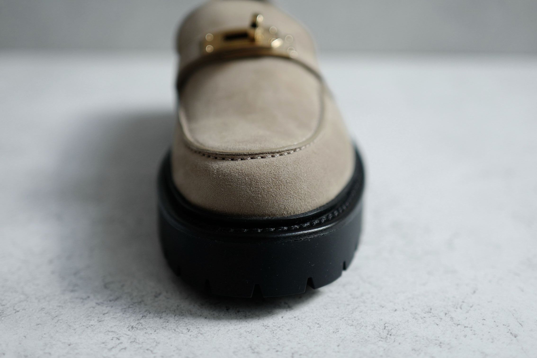 Hermes Shoes Icone Loafers Suede Beige Sable Size 38.5