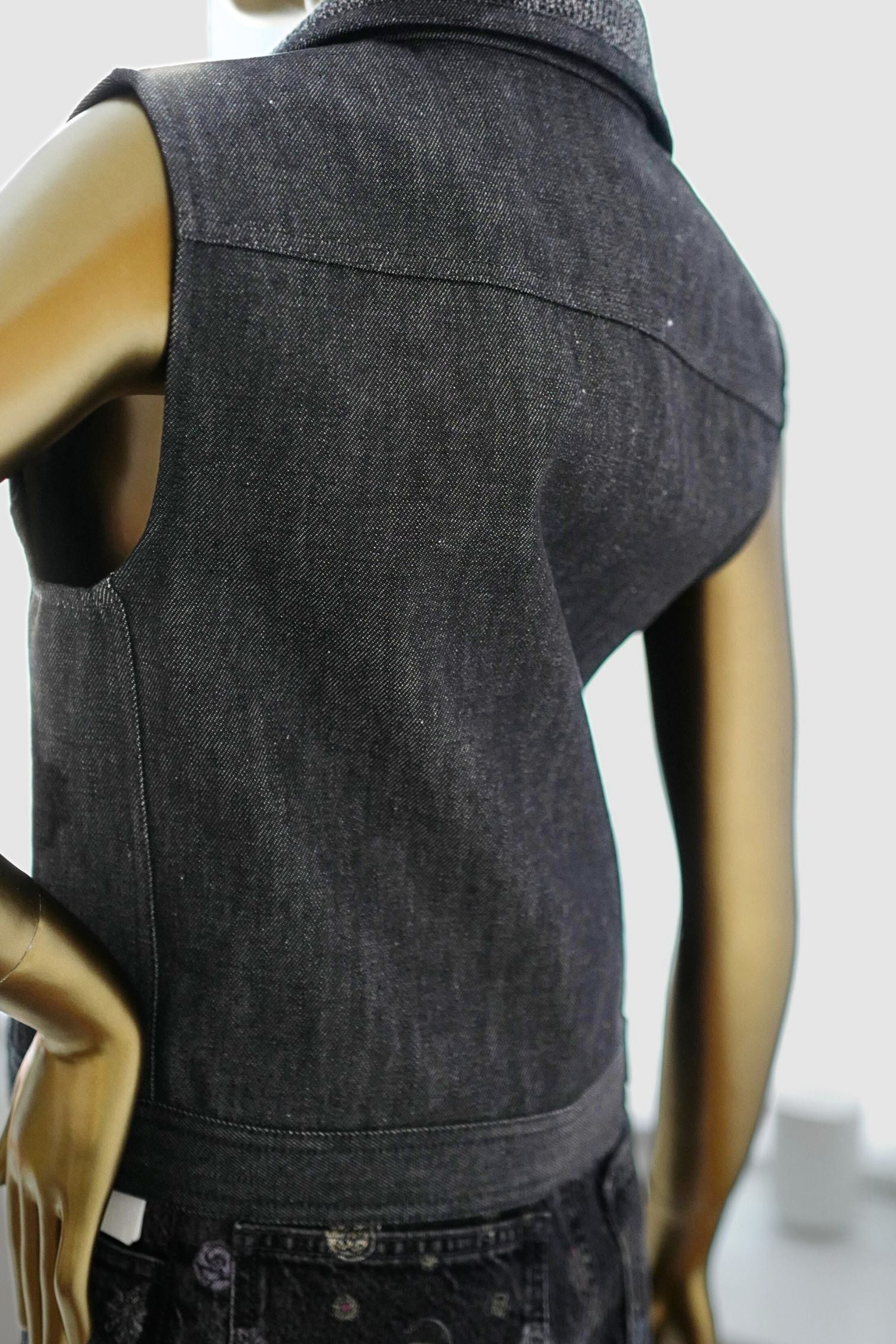 Hermès Sleeveless Vest Jacket Natural Pigment Denim Gris Carbone Size 38