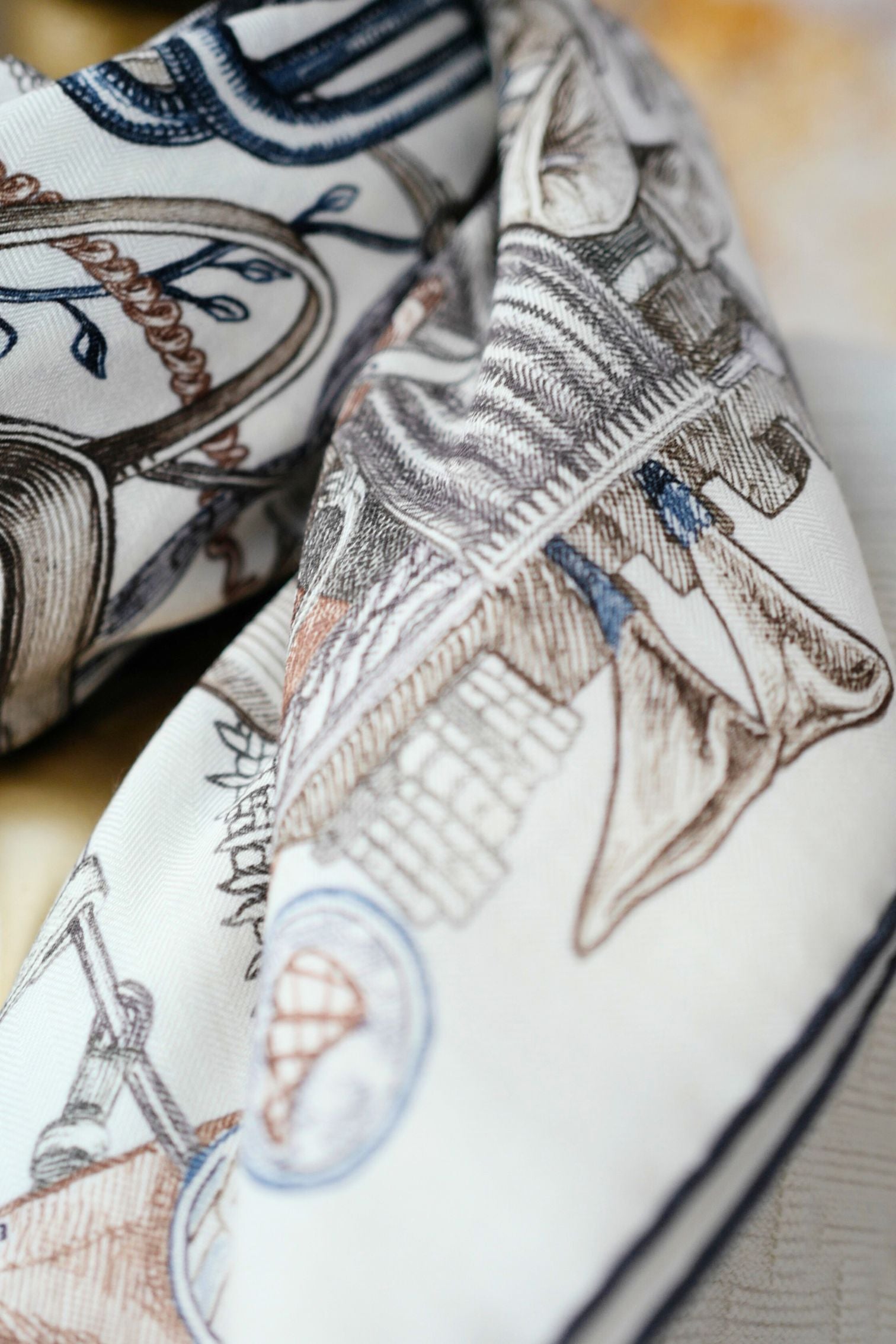 Hermès Le Monde d'Hermès Shawl 140 Cashmere Silk Scarf Blanc Ardoise Etoupe