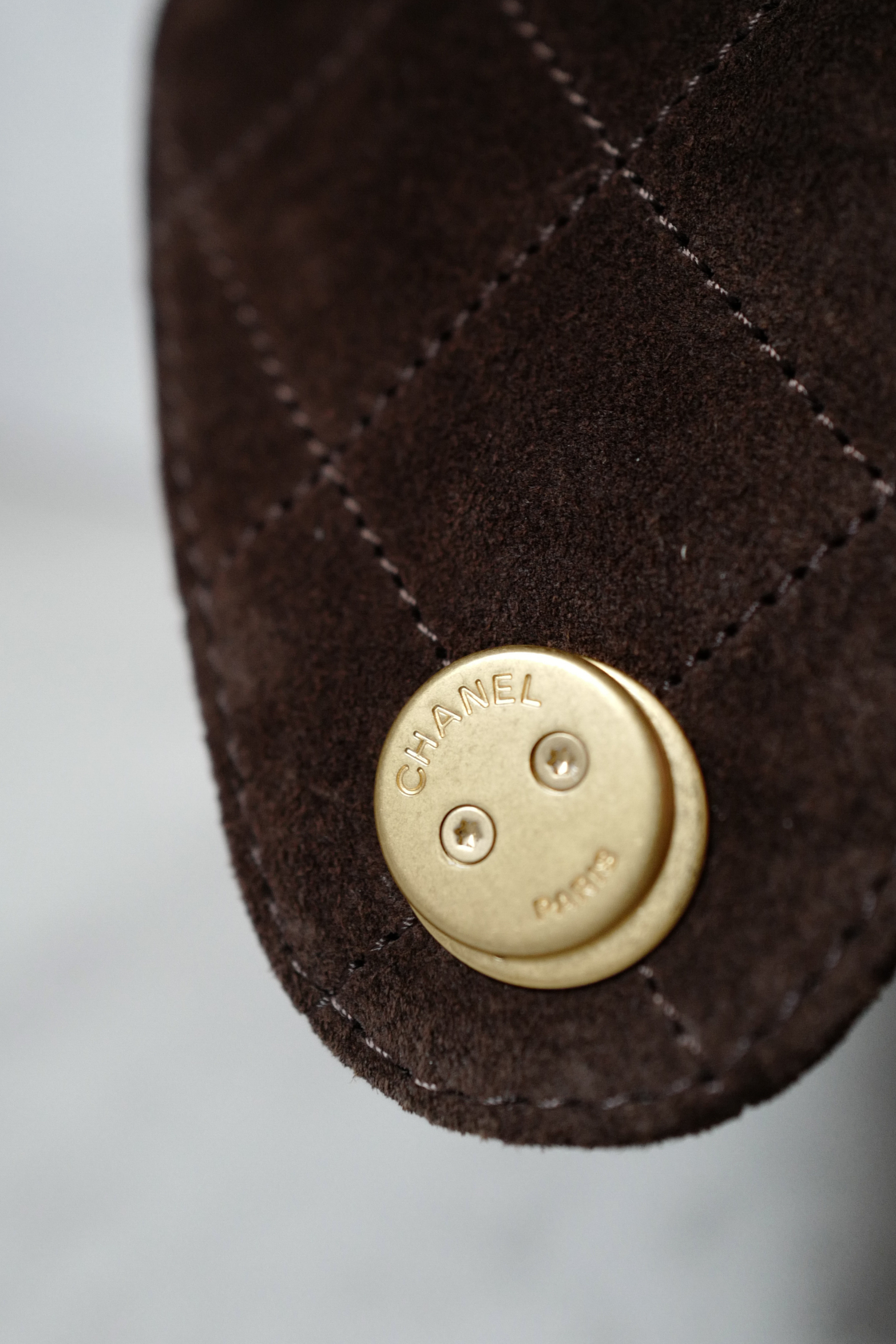 BNIB Chanel 26C Small Hobo Bag Dark Brown Suede with Gold Hardware