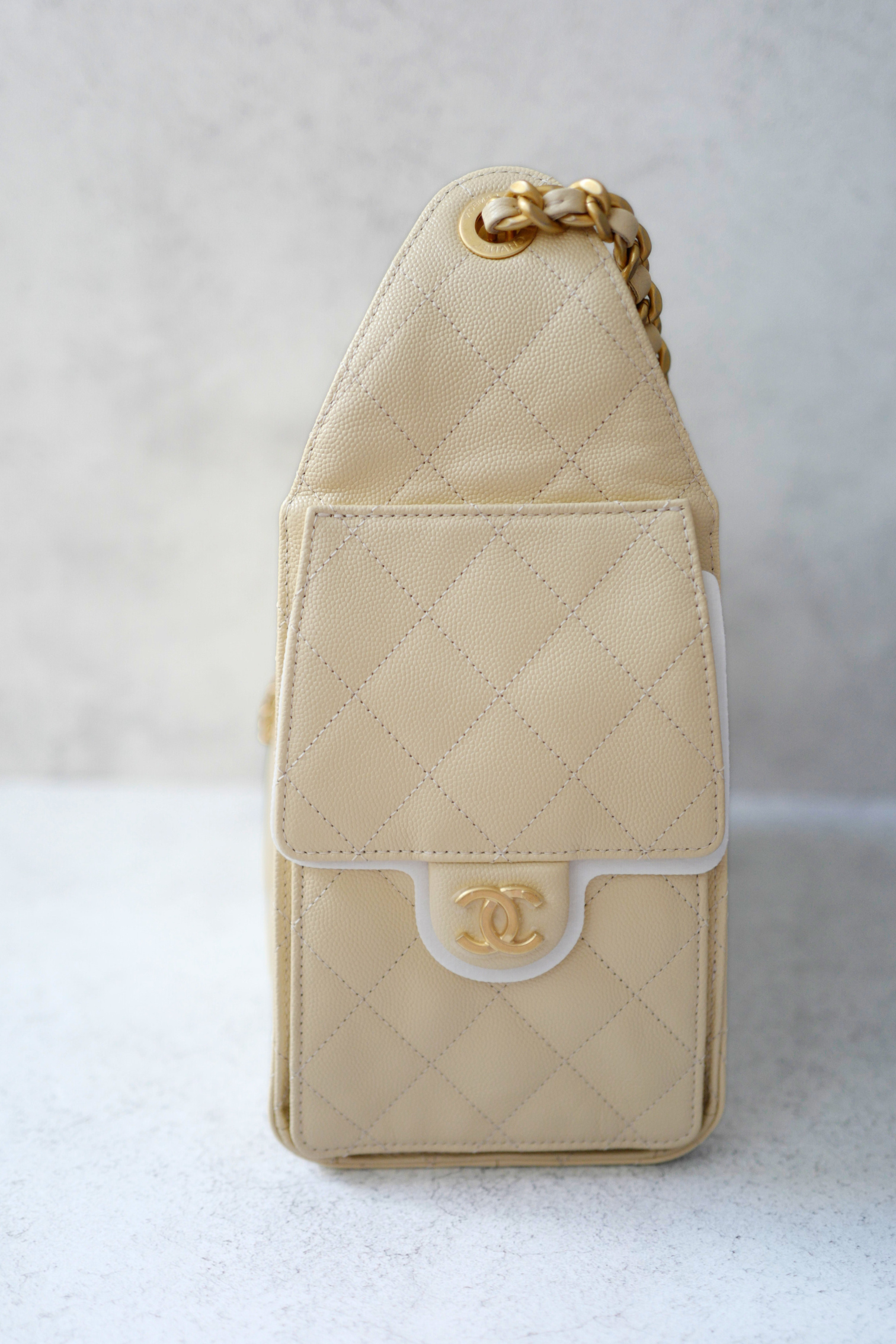 BNIB Chanel 25K Small Hobo Bag Light Beige with Gold Hardware