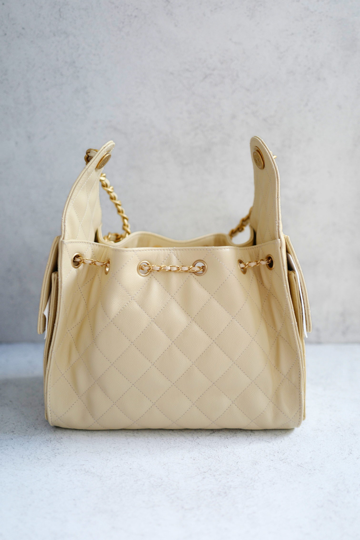 BNIB Chanel 25K Small Hobo Bag Light Beige with Gold Hardware