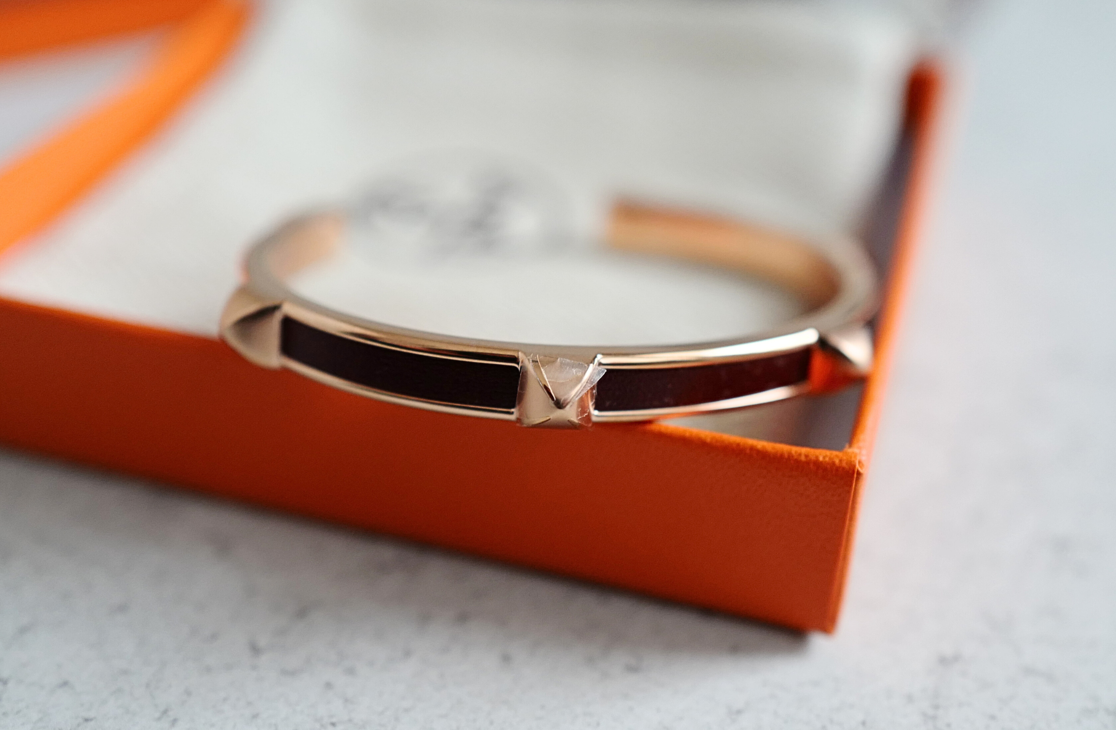 Hermès Athena Bracelet T2 Rouge H Box Calfskin Rose Gold Hardware