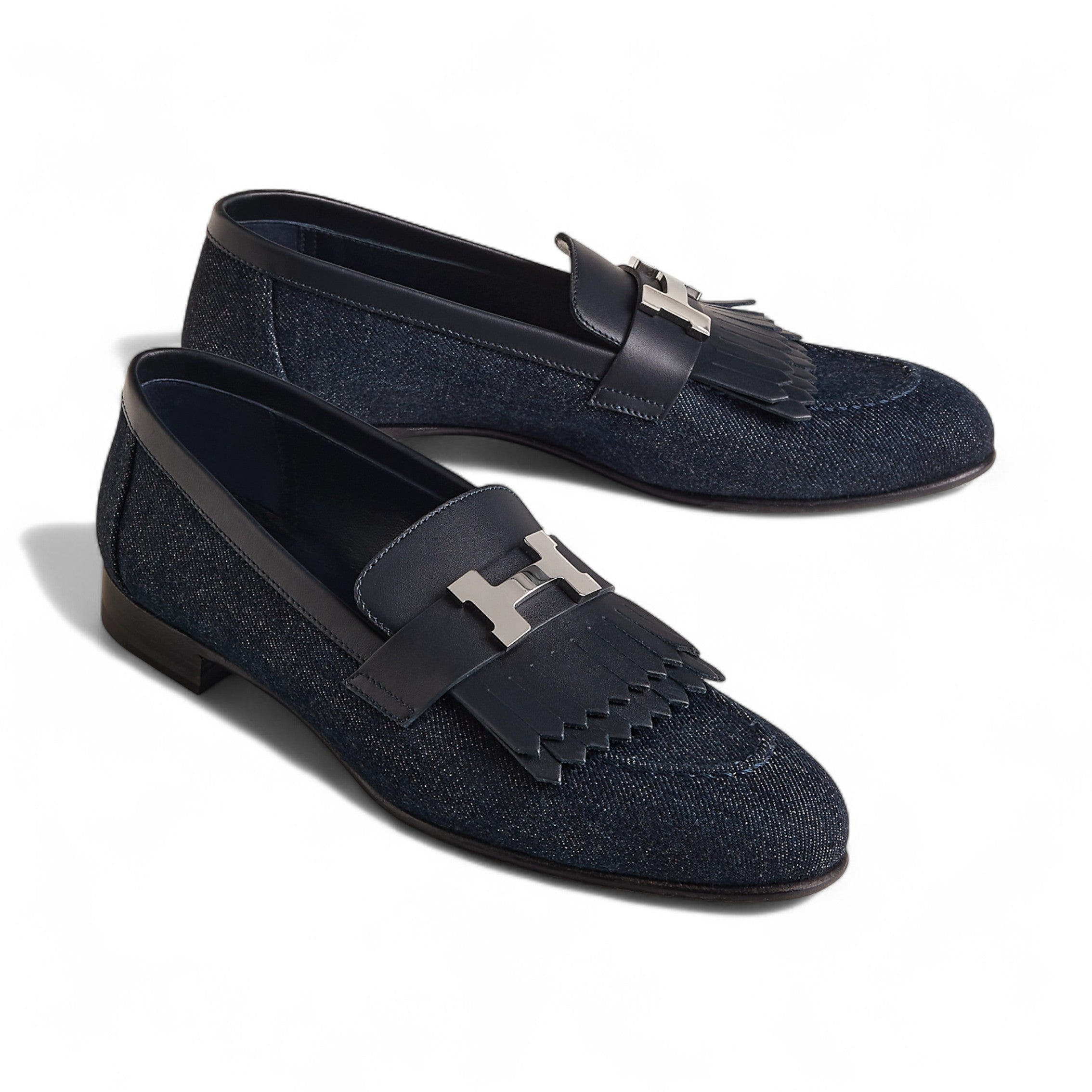 Hermes Paris Royal Loafer Denim in Bleu Brut / Marine size 38
