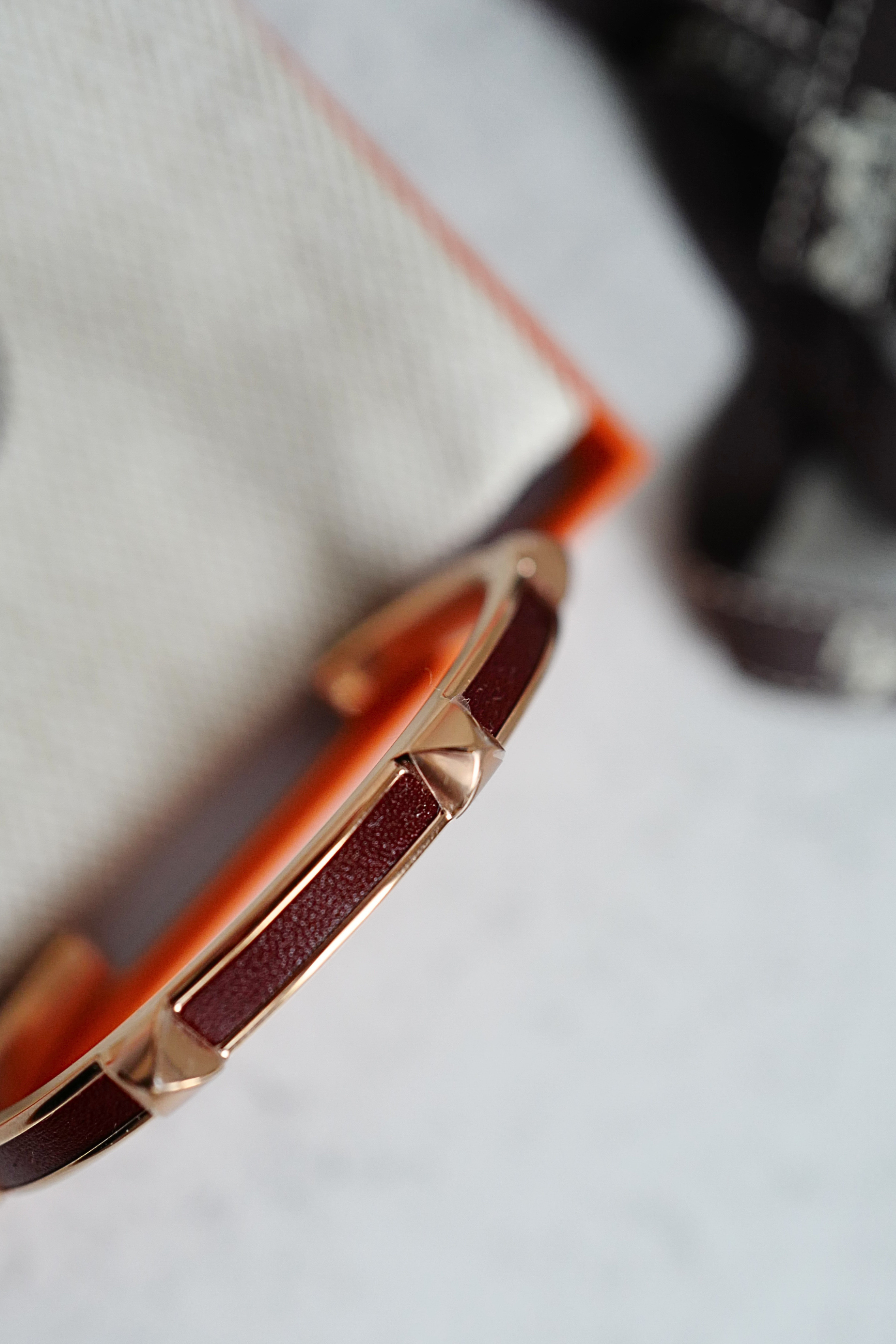 Hermès Athena Bracelet T2 Rouge H Box Calfskin Rose Gold Hardware