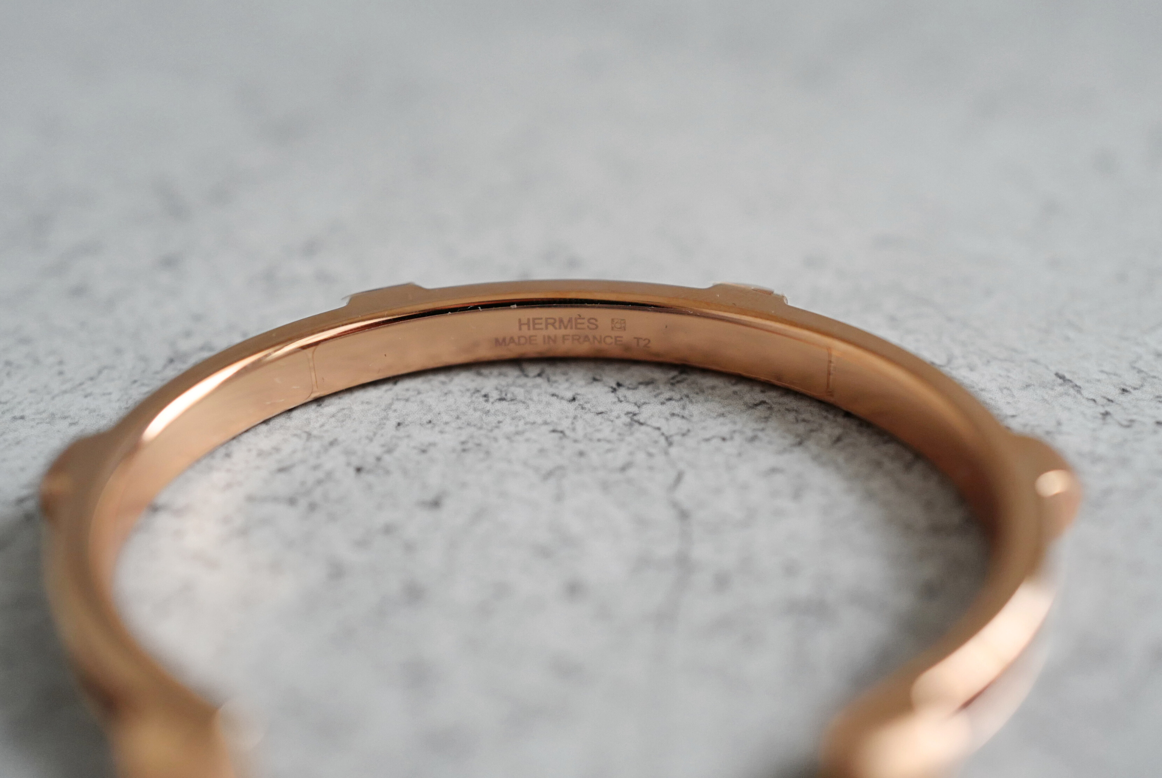 Hermès Athena Bracelet T2 Rouge H Box Calfskin Rose Gold Hardware