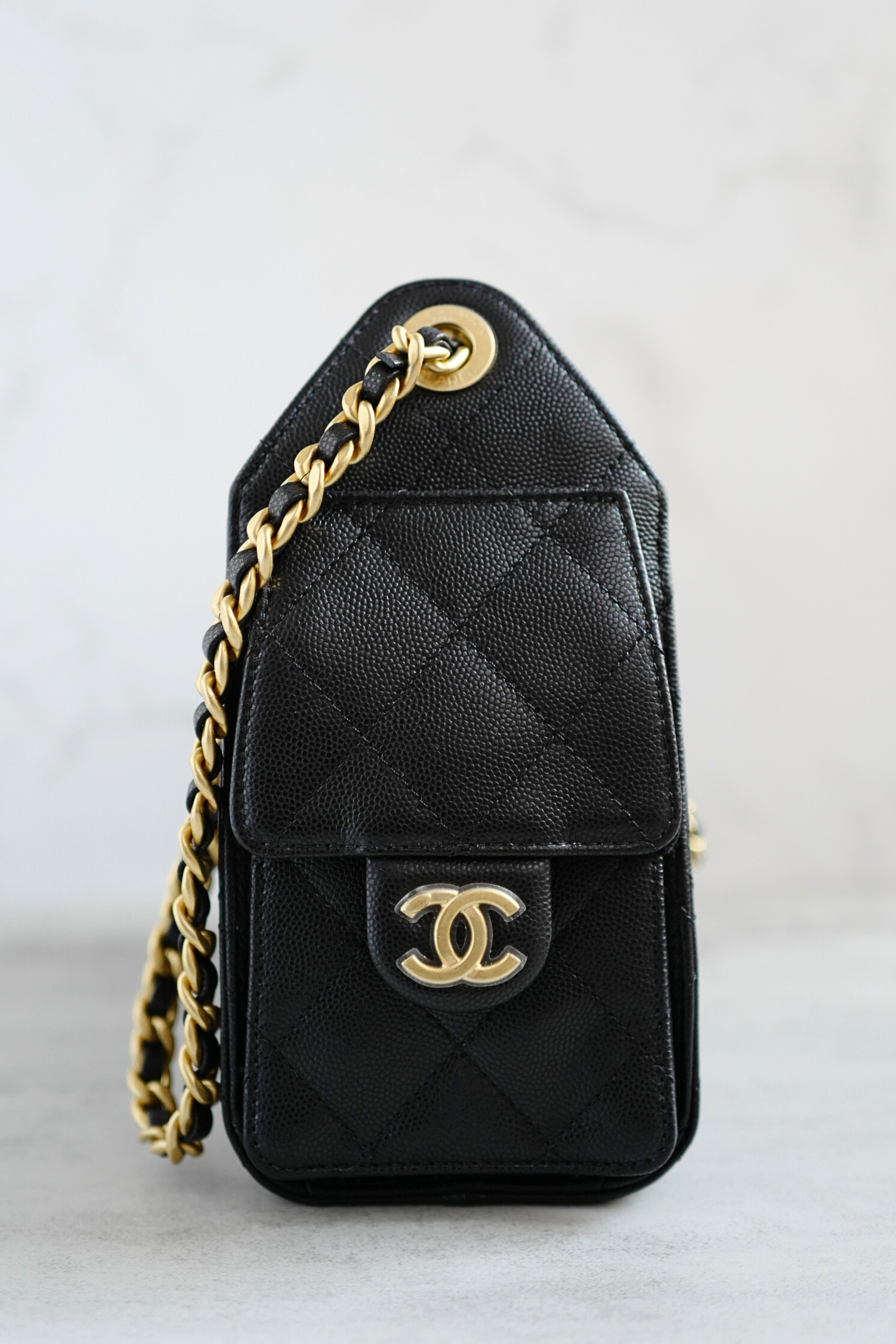 BNIB Chanel 26C Mini Hobo Bag Black Grained Calfskin with Gold Hardware