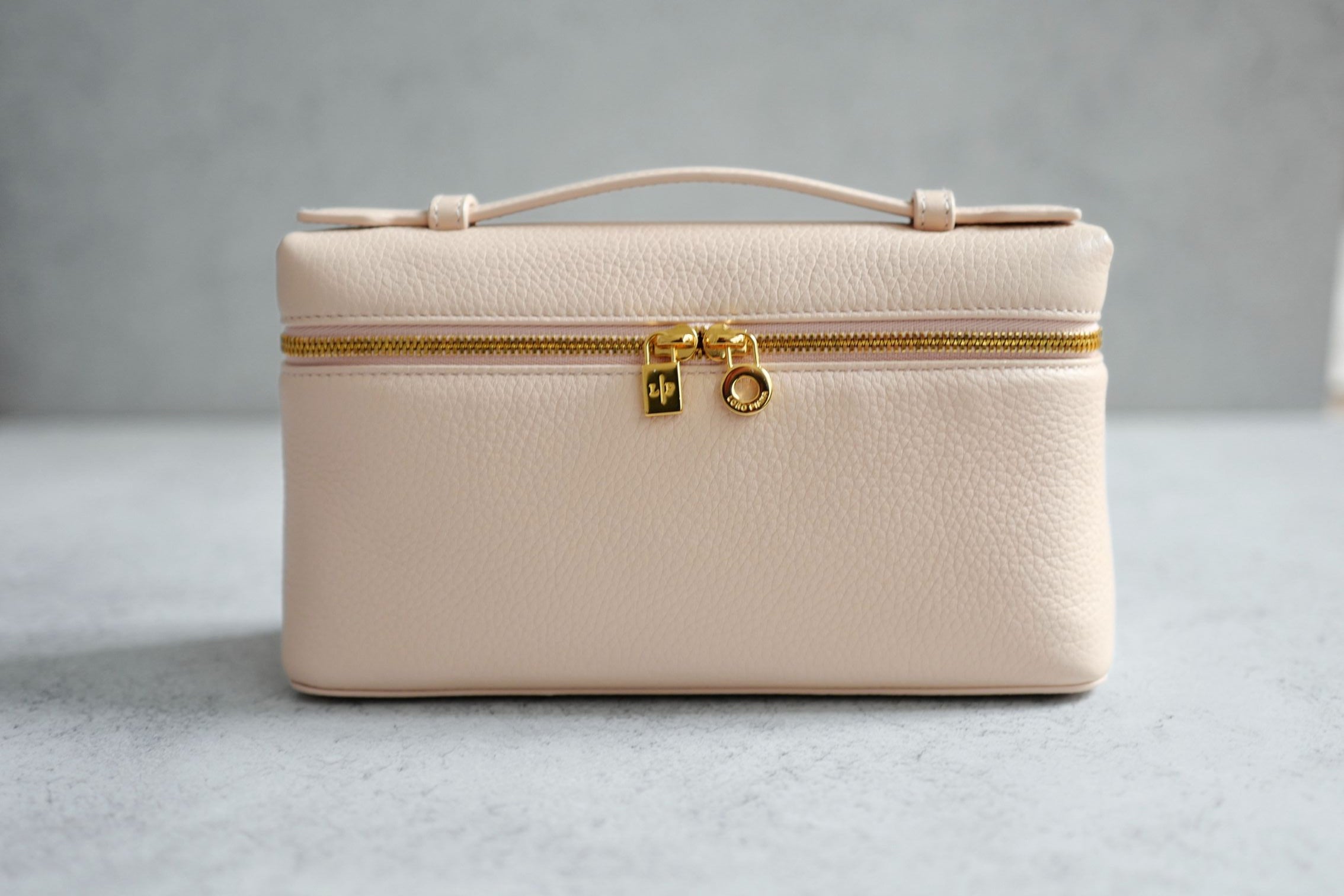 Loro Piana Extra Pocket L19 Vanity Pouch Rose Sakura Pink Calfskin Leather GHW