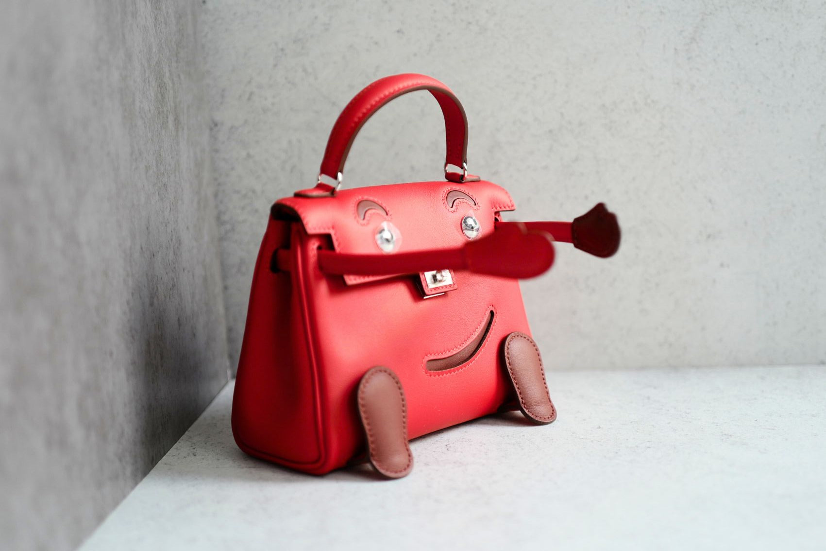 Hermès Kelly Doll Rouge De Coeur Swift Calfskin PHW G Stamp