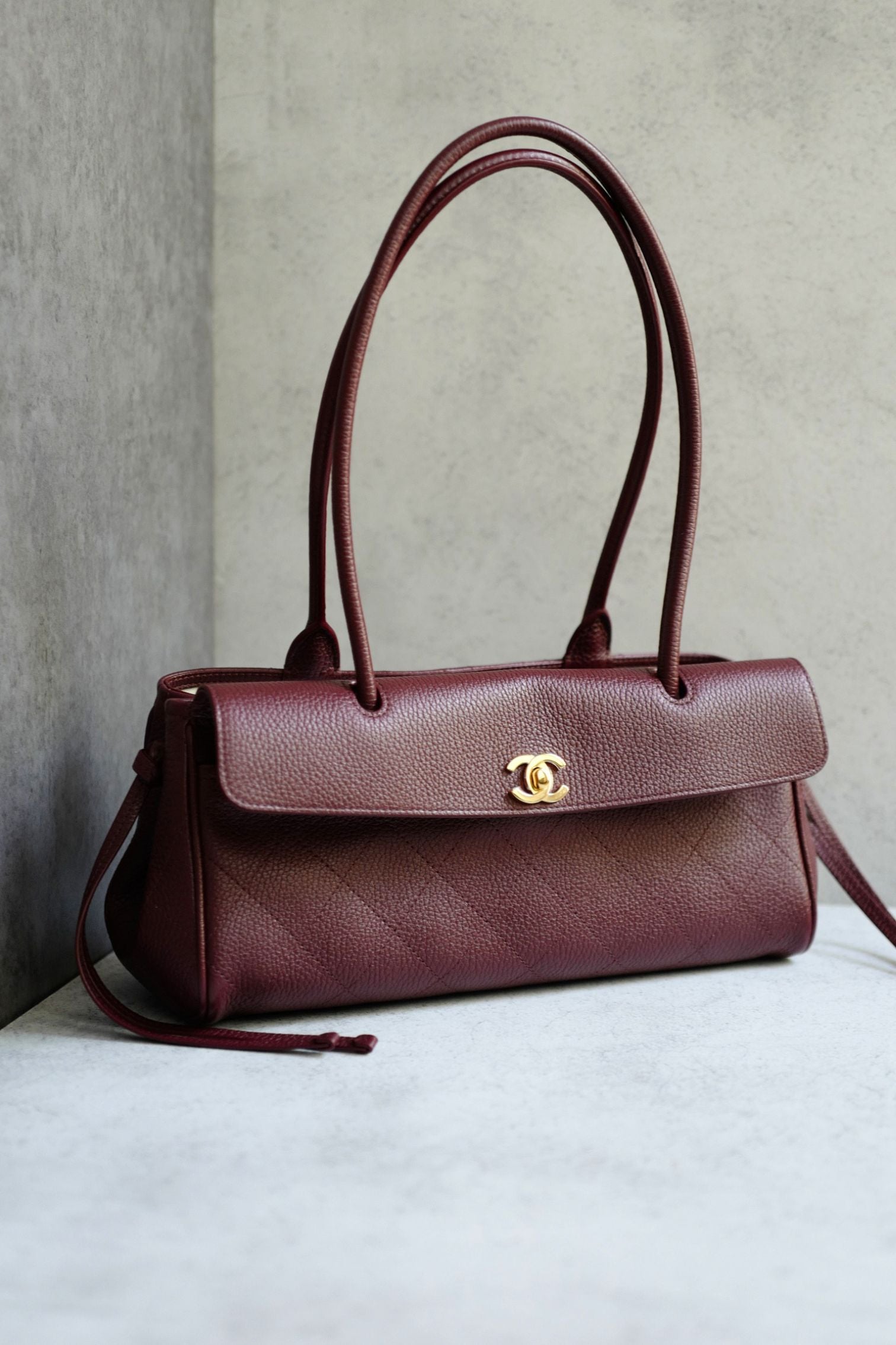 Chanel 26s Small Shopping Bag Matthieu Blazy Dark Burgundy Calfskin GHW