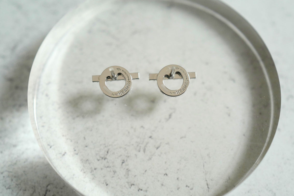 BNIB Hermes Finesse Earrings White Gold With Diamonds $11K Retail