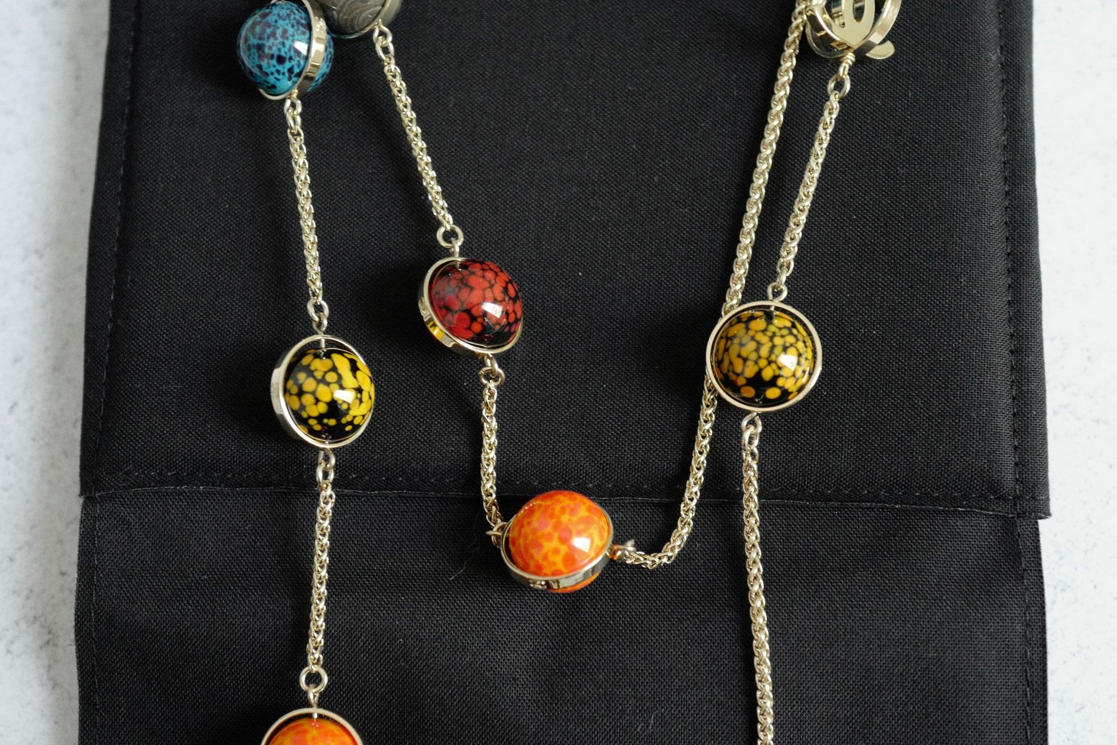 Chanel 26S Long Necklace Gold Multicolour Metal Glass Pearls